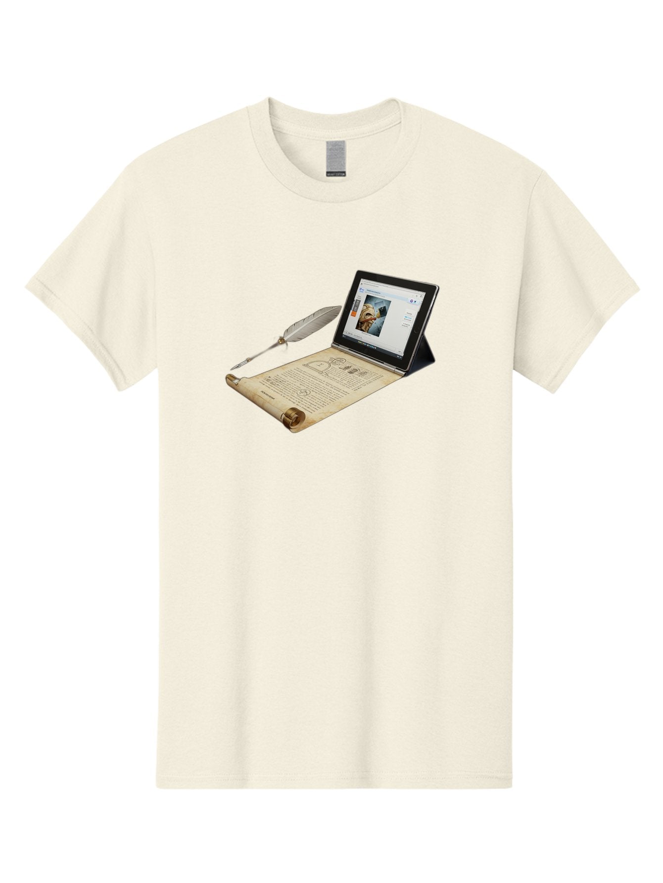 Laptop-Emerging-From-Scroll-With-Quill-Pen Men'S Graphic Tee, 100% Cotton, Comfortable Casual Summer Wear, Machine Washable, Vintage Camera, Old Camera, Antique Camera, Black Camera, Classic Photography, Photography Equipment, Bag679 11