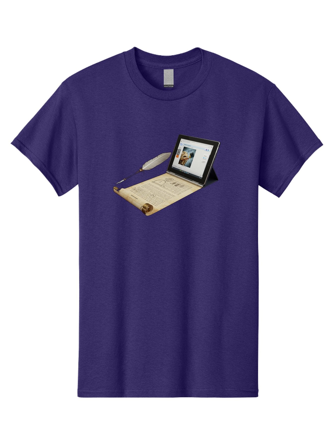 Laptop-Emerging-From-Scroll-With-Quill-Pen Men'S Graphic Tee, 100% Cotton, Comfortable Casual Summer Wear, Machine Washable, Vintage Camera, Old Camera, Antique Camera, Black Camera, Classic Photography, Photography Equipment, Bag679 6