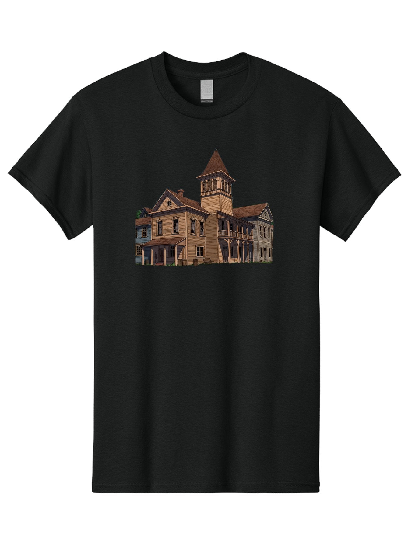 Large-Building-With-Tower Men'S Graphic Tee, 100% Cotton, Comfortable Casual Summer Wear, Machine Washable, Vintage Camera, Old Camera, Antique Camera, Black Camera, Classic Photography, Photography Equipment, Nostalgic Device, Film Camera, Bag680 4