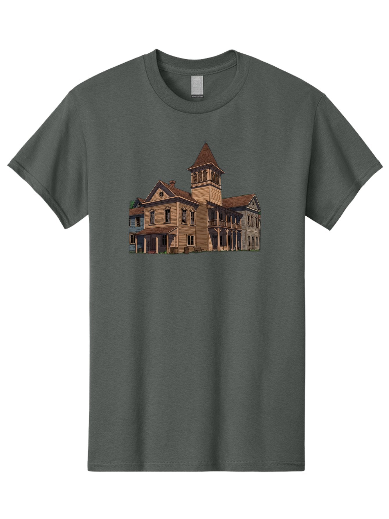 Large-Building-With-Tower Men'S Graphic Tee, 100% Cotton, Comfortable Casual Summer Wear, Machine Washable, Vintage Camera, Old Camera, Antique Camera, Black Camera, Classic Photography, Photography Equipment, Nostalgic Device, Film Camera, Bag680 10