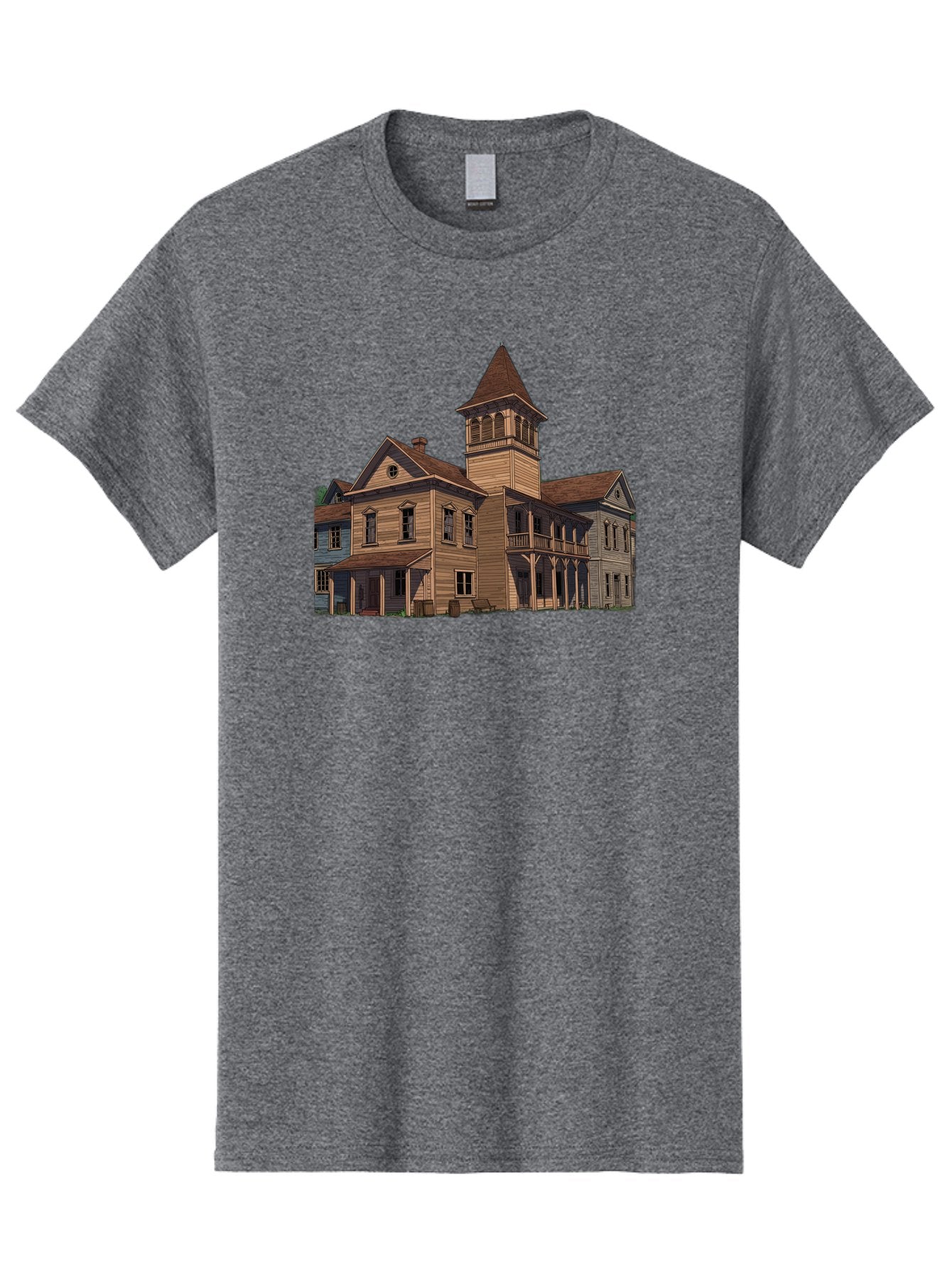 Large-Building-With-Tower Men'S Graphic Tee, 100% Cotton, Comfortable Casual Summer Wear, Machine Washable, Vintage Camera, Old Camera, Antique Camera, Black Camera, Classic Photography, Photography Equipment, Nostalgic Device, Film Camera, Bag680 12