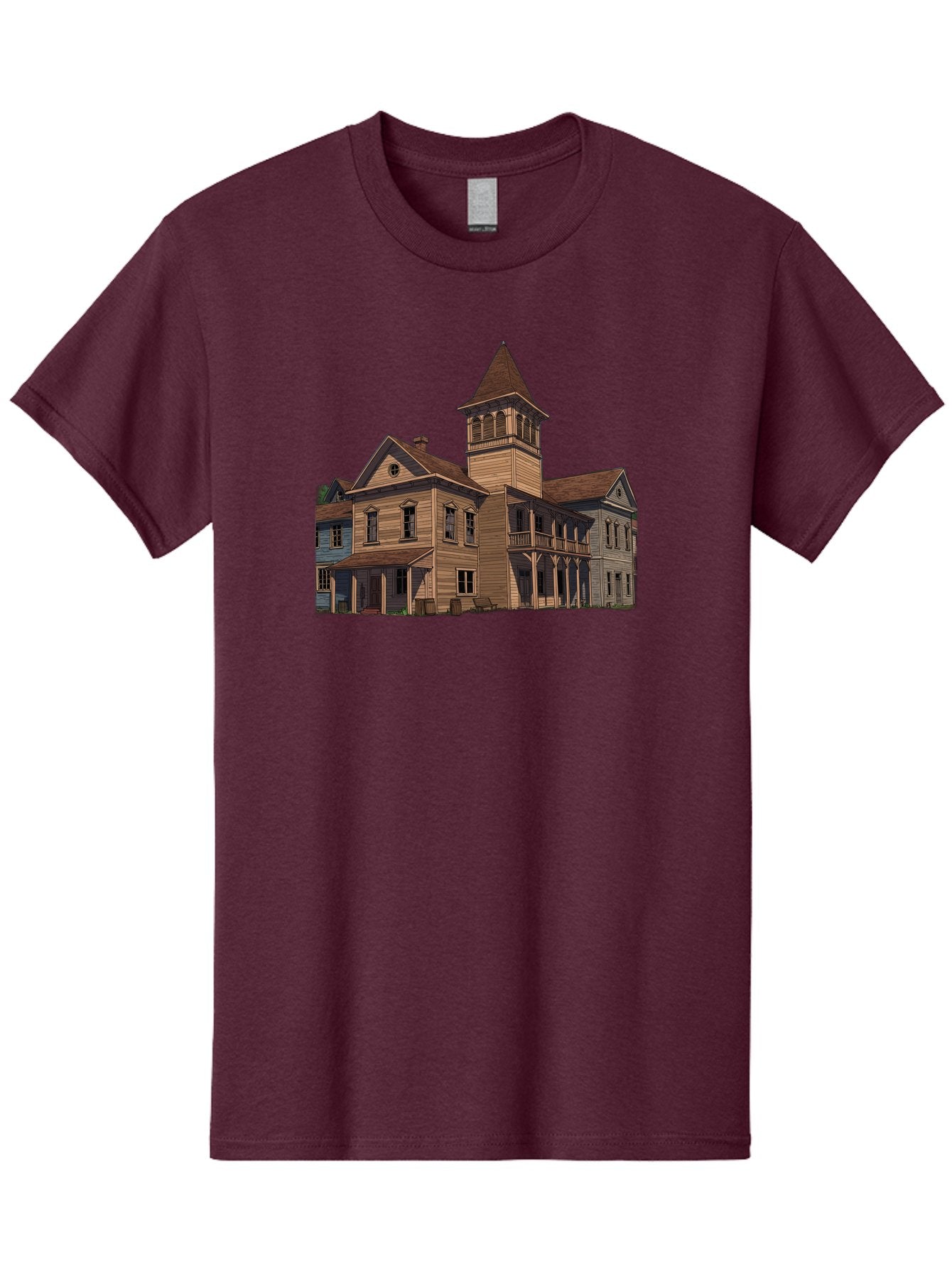 Large-Building-With-Tower Men'S Graphic Tee, 100% Cotton, Comfortable Casual Summer Wear, Machine Washable, Vintage Camera, Old Camera, Antique Camera, Black Camera, Classic Photography, Photography Equipment, Nostalgic Device, Film Camera, Bag680 13
