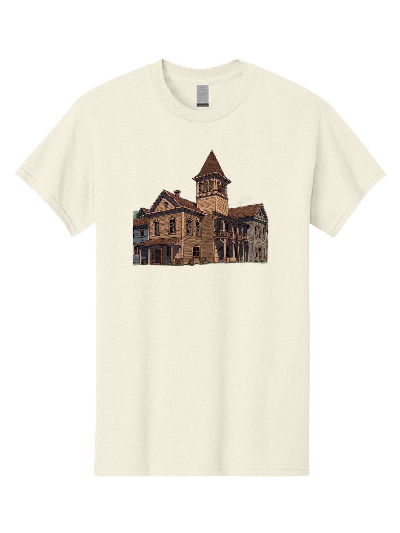 Large-Building-With-Tower Men'S Graphic Tee, 100% Cotton, Comfortable Casual Summer Wear, Machine Washable, Vintage Camera, Old Camera, Antique Camera, Black Camera, Classic Photography, Photography Equipment, Nostalgic Device, Film Camera, Bag680 15
