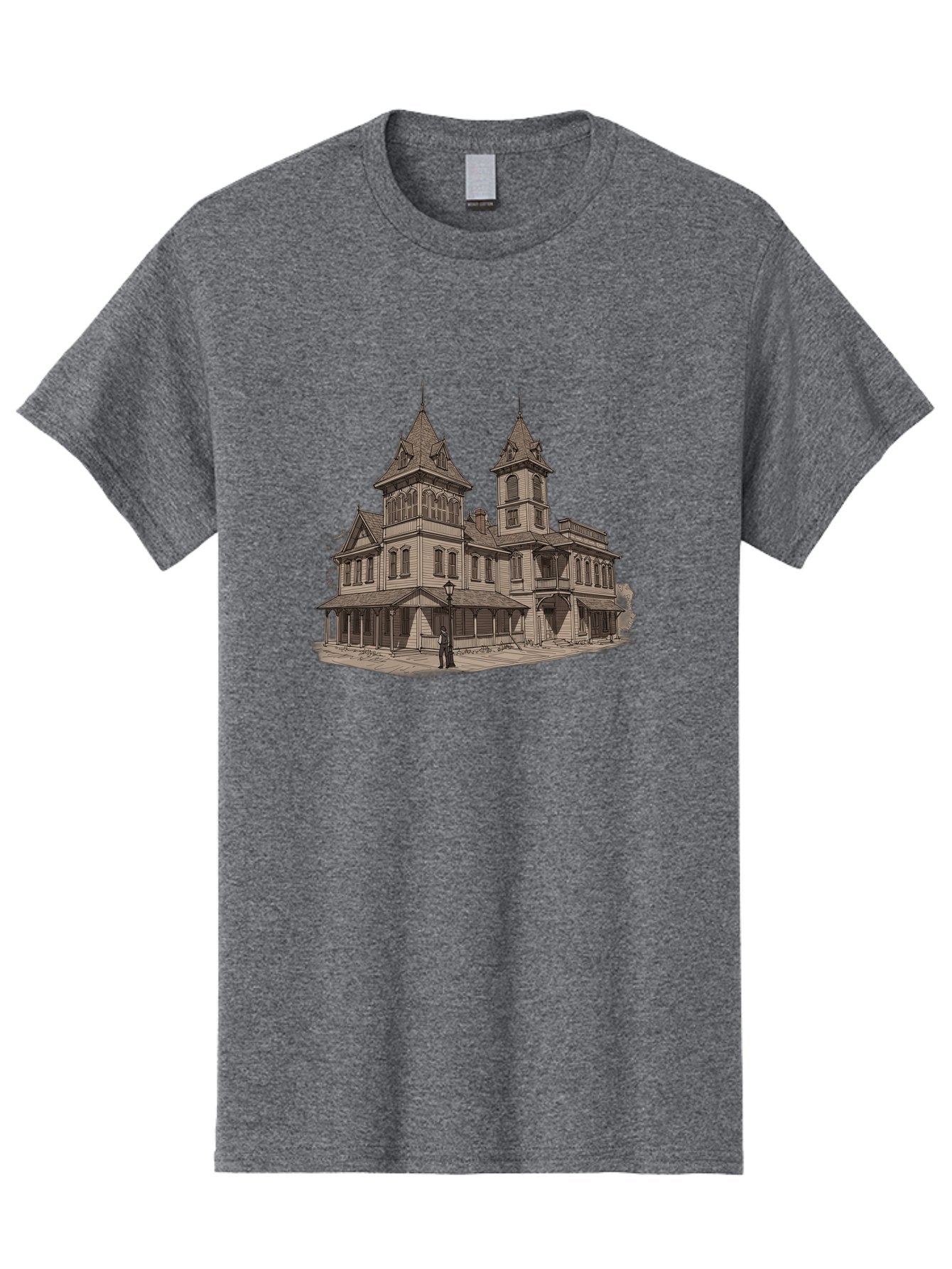 Large-Victorian-Style-Mansion Men'S Graphic Tee, 100% Cotton, Comfortable Casual Summer Wear, Machine Washable, Vintage Camera, Old Camera, Antique Camera, Black Camera, Classic Photography, Photography Equipment, Nostalgic Device, Bag681