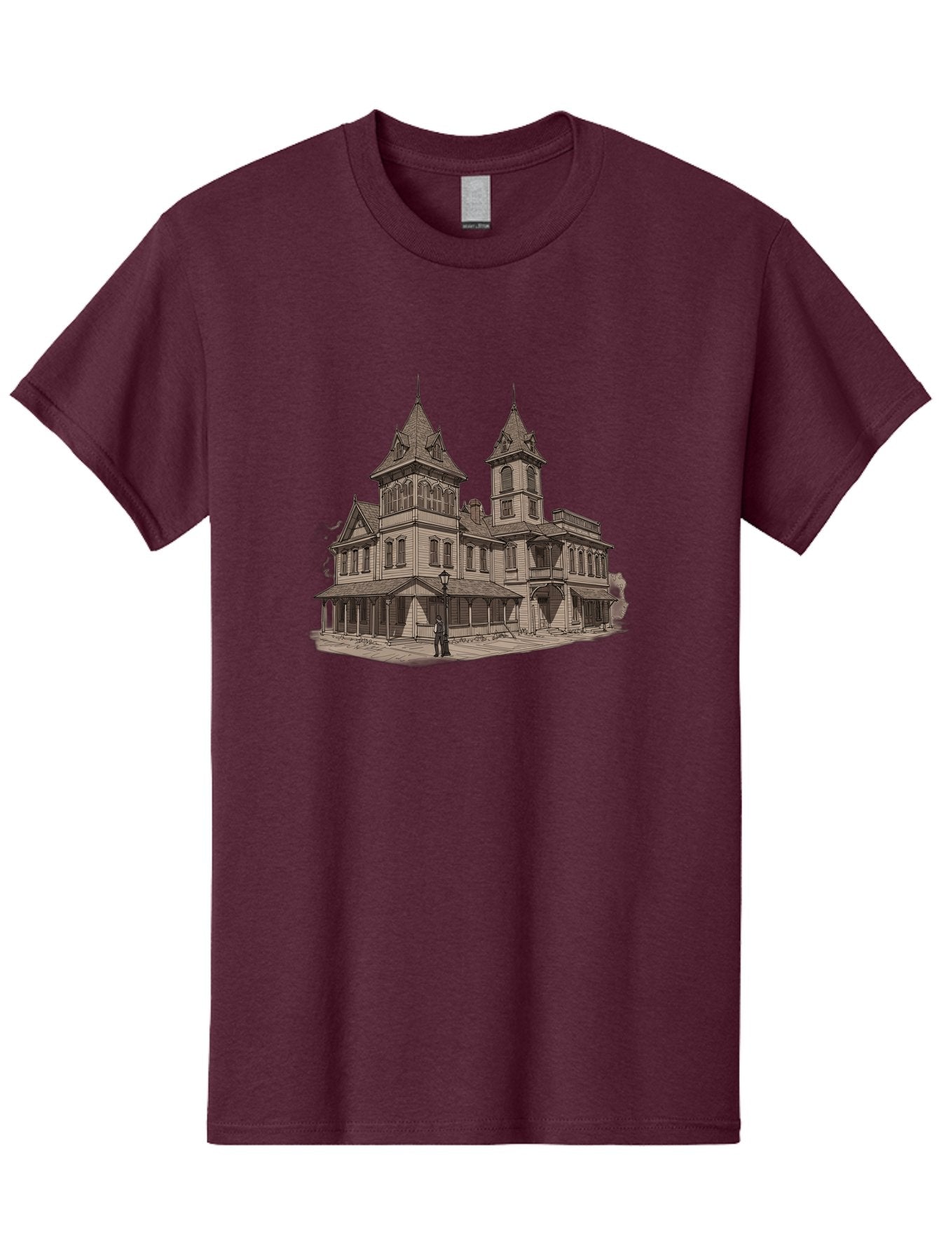 Large-Victorian-Style-Mansion Men'S Graphic Tee, 100% Cotton, Comfortable Casual Summer Wear, Machine Washable, Vintage Camera, Old Camera, Antique Camera, Black Camera, Classic Photography, Photography Equipment, Nostalgic Device, Bag681 3