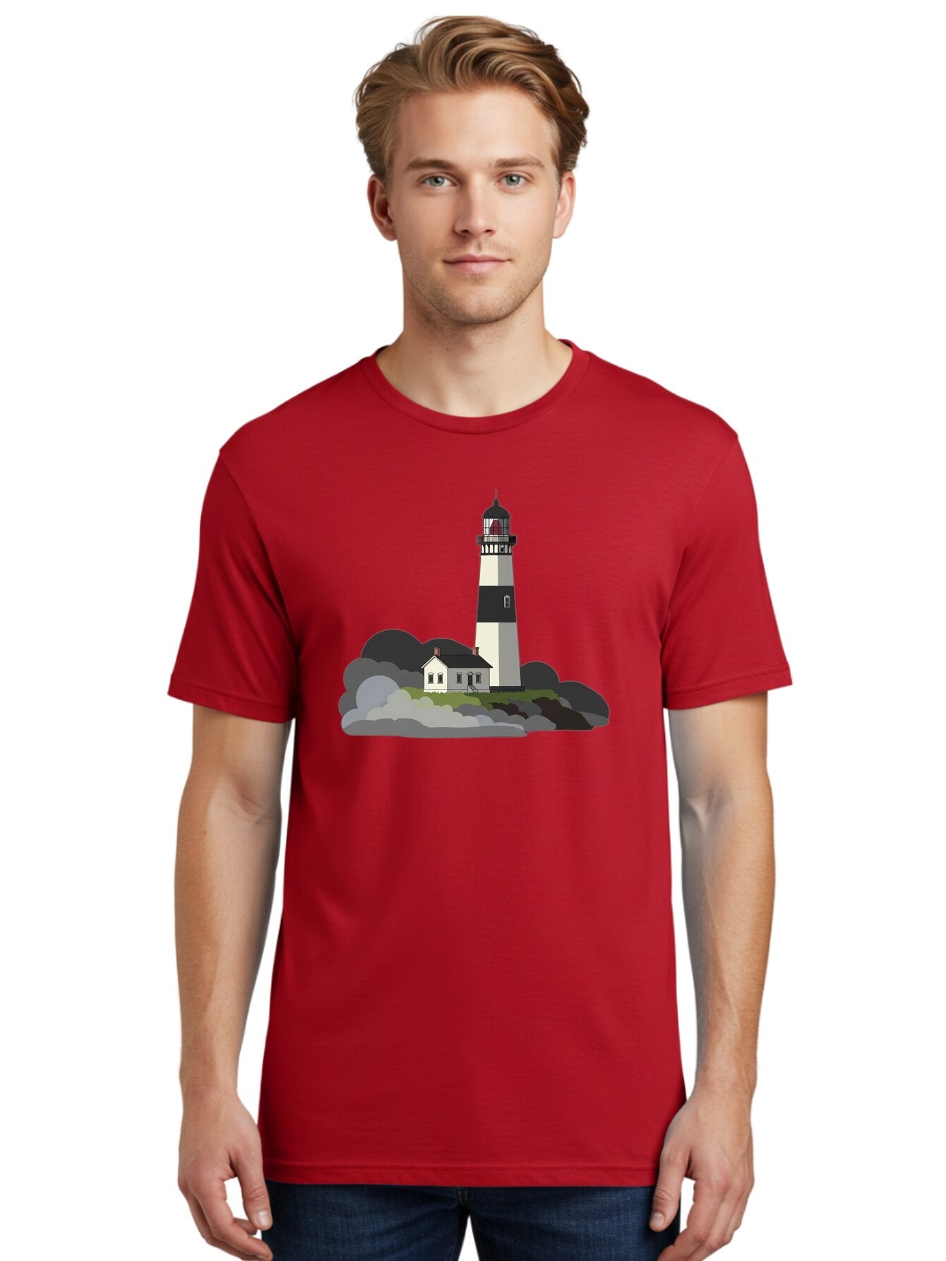 Lighthouse-3 Men'S Graphic Tee, 100% Cotton, Comfortable Casual Summer Wear, Machine Washable, Vintage Camera, Old Camera, Antique Camera, Black Camera, Classic Photography, Photography Equipment, Nostalgic Device, Film Camera, Camera Art Bag707 30