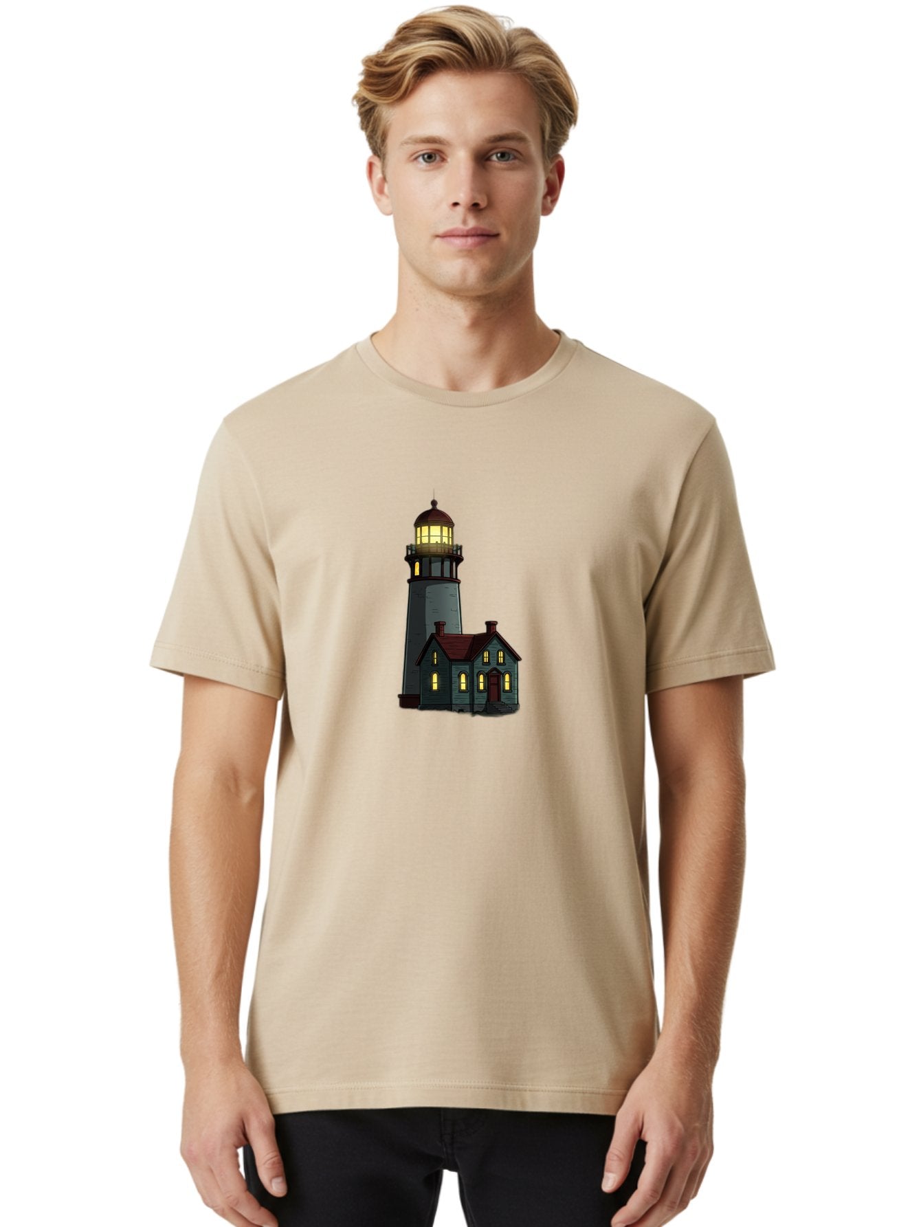 Lighthouse-And-House Men'S Graphic Tee, 100% Cotton, Comfortable Casual Summer Wear, Machine Washable, Vintage Camera, Old Camera, Antique Camera, Black Camera, Classic Photography, Photography Equipment, Nostalgic Device, Film Camera, Bag714 27