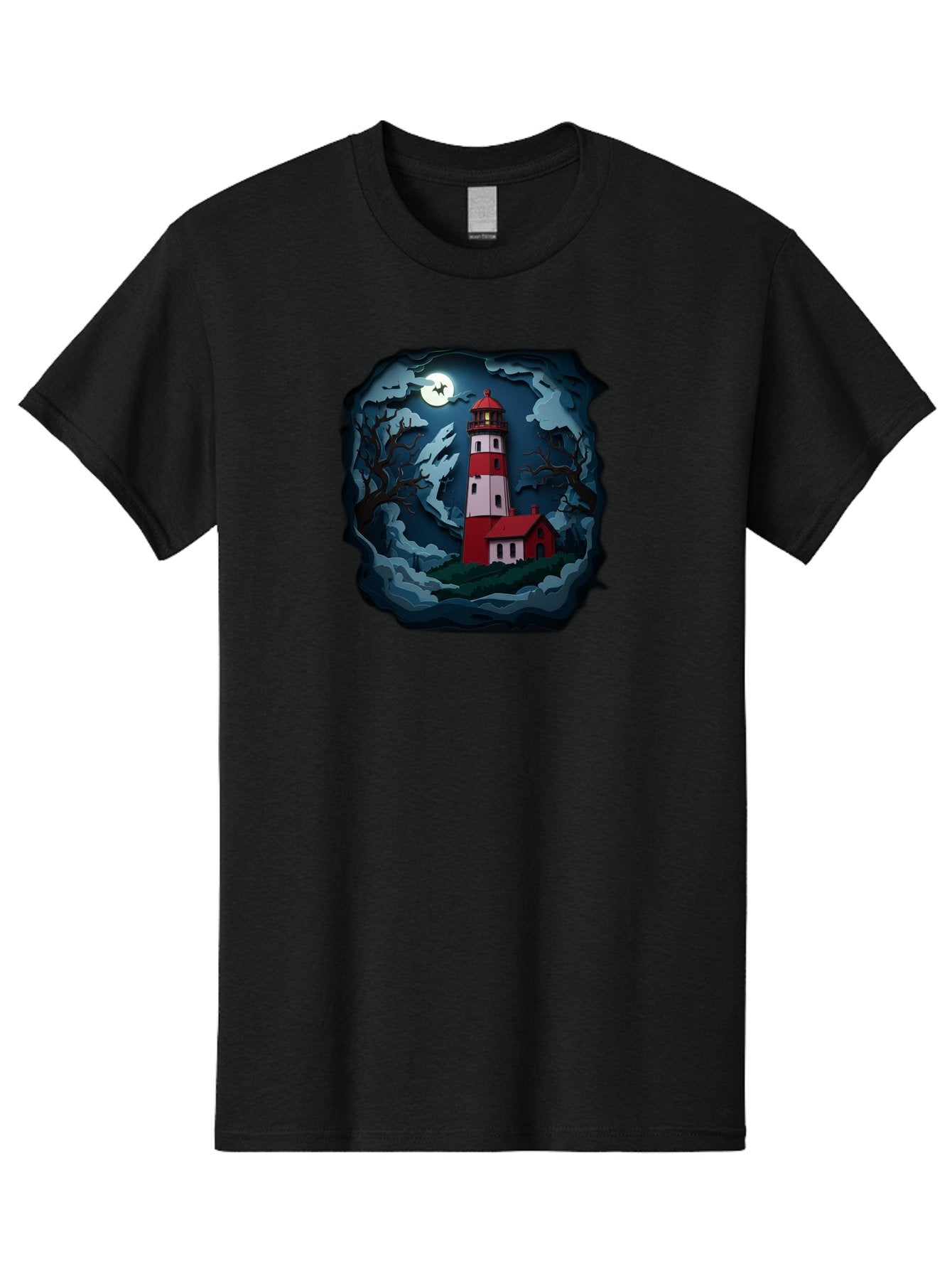 Lighthouse-At-Night Men'S Graphic Tee, 100% Cotton, Comfortable Casual Summer Wear, Machine Washable, Vintage Camera, Old Camera, Antique Camera, Black Camera, Classic Photography, Photography Equipment, Nostalgic Device, Film Camera, Bag715 14
