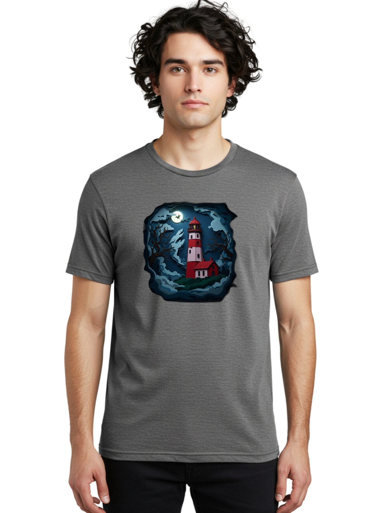Lighthouse-At-Night Men'S Graphic Tee, 100% Cotton, Comfortable Casual Summer Wear, Machine Washable, Vintage Camera, Old Camera, Antique Camera, Black Camera, Classic Photography, Photography Equipment, Nostalgic Device, Film Camera, Bag715 22