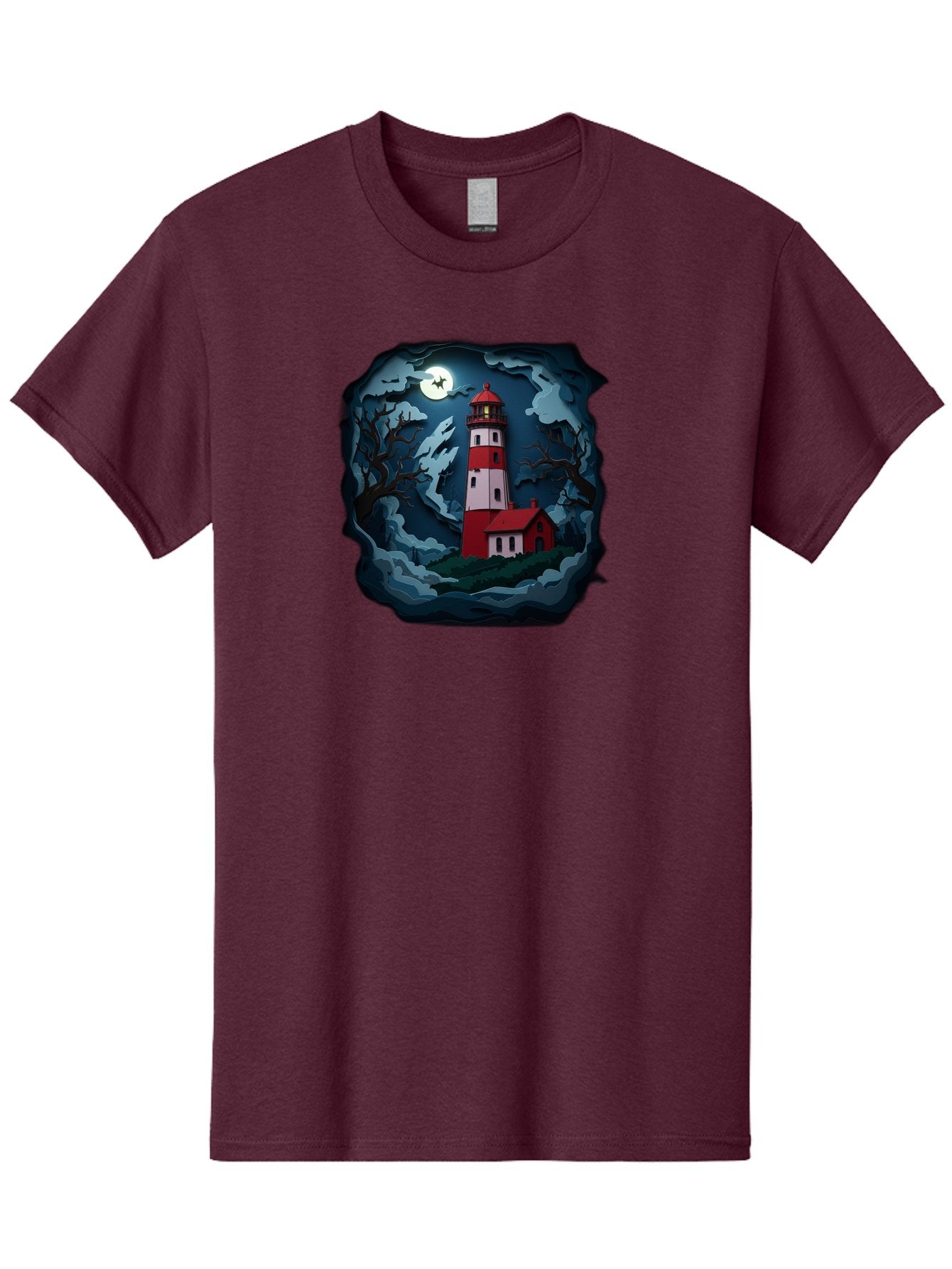 Lighthouse-At-Night Men'S Graphic Tee, 100% Cotton, Comfortable Casual Summer Wear, Machine Washable, Vintage Camera, Old Camera, Antique Camera, Black Camera, Classic Photography, Photography Equipment, Nostalgic Device, Film Camera, Bag715 7