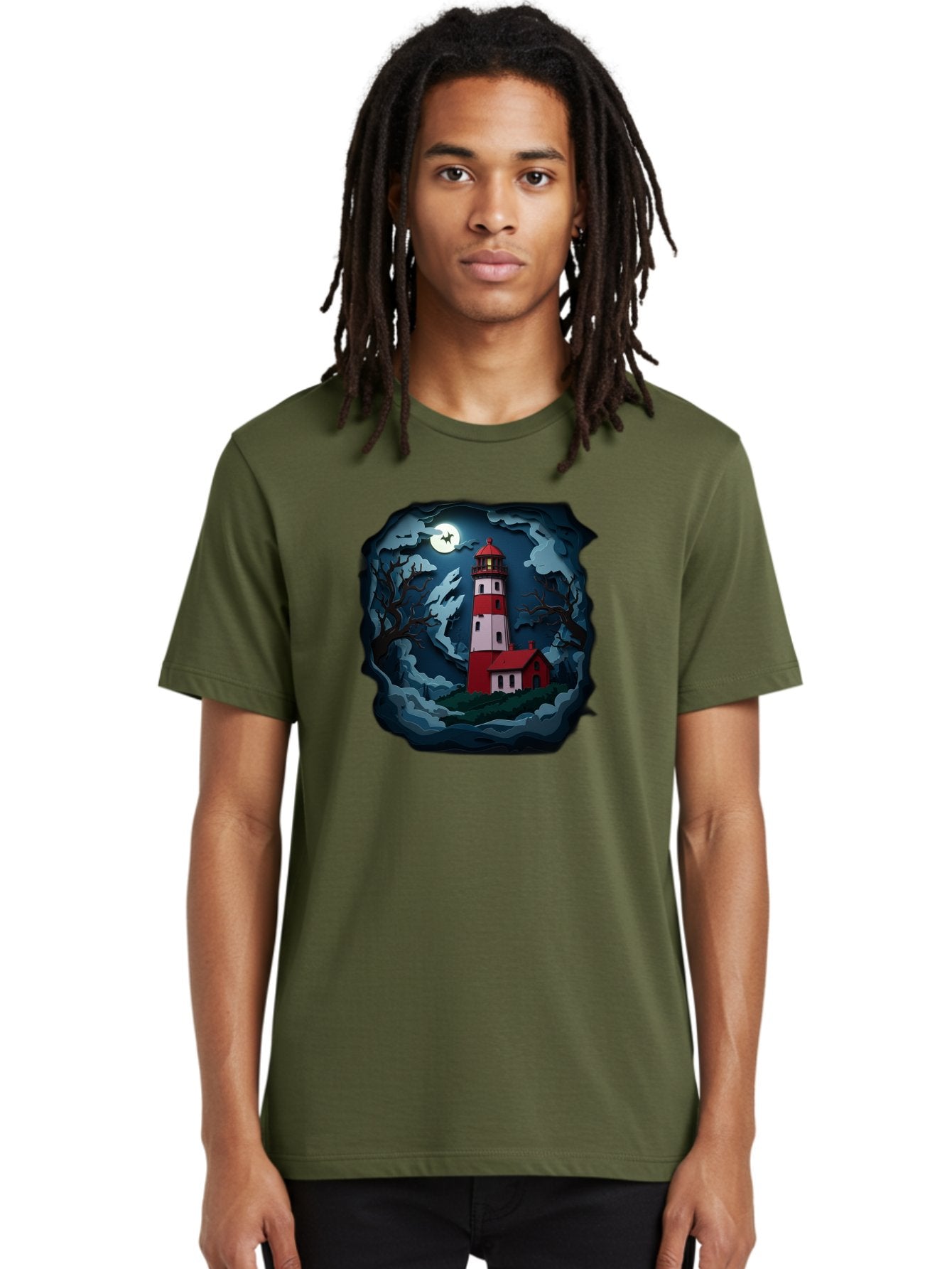 Lighthouse-At-Night Men'S Graphic Tee, 100% Cotton, Comfortable Casual Summer Wear, Machine Washable, Vintage Camera, Old Camera, Antique Camera, Black Camera, Classic Photography, Photography Equipment, Nostalgic Device, Film Camera, Bag715 23