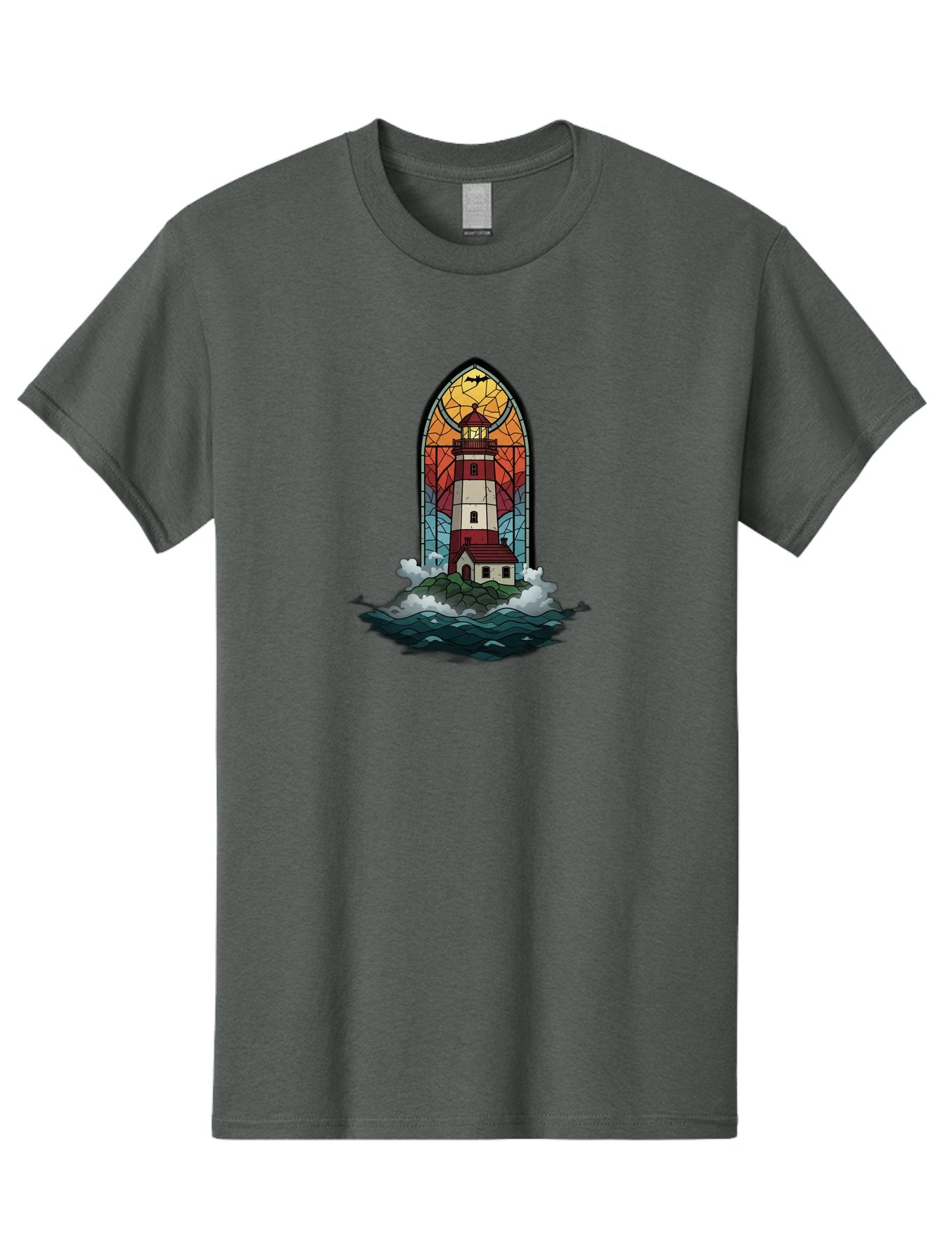 Lighthouse-Stained-Glass Men'S Graphic Tee, 100% Cotton, Comfortable Casual Summer Wear, Machine Washable, Vintage Camera, Old Camera, Antique Camera, Black Camera, Classic Photography, Photography Equipment, Nostalgic Device, Film Camera, Bag724 11