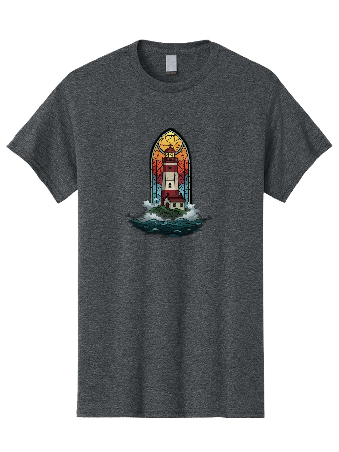 Lighthouse-Stained-Glass Men'S Graphic Tee, 100% Cotton, Comfortable Casual Summer Wear, Machine Washable, Vintage Camera, Old Camera, Antique Camera, Black Camera, Classic Photography, Photography Equipment, Nostalgic Device, Film Camera, Bag724 4