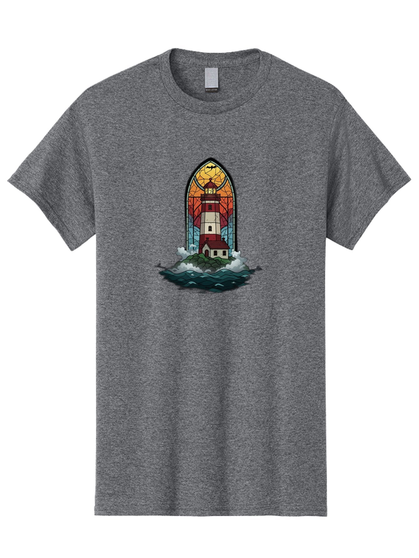 Lighthouse-Stained-Glass Men'S Graphic Tee, 100% Cotton, Comfortable Casual Summer Wear, Machine Washable, Vintage Camera, Old Camera, Antique Camera, Black Camera, Classic Photography, Photography Equipment, Nostalgic Device, Film Camera, Bag724 8