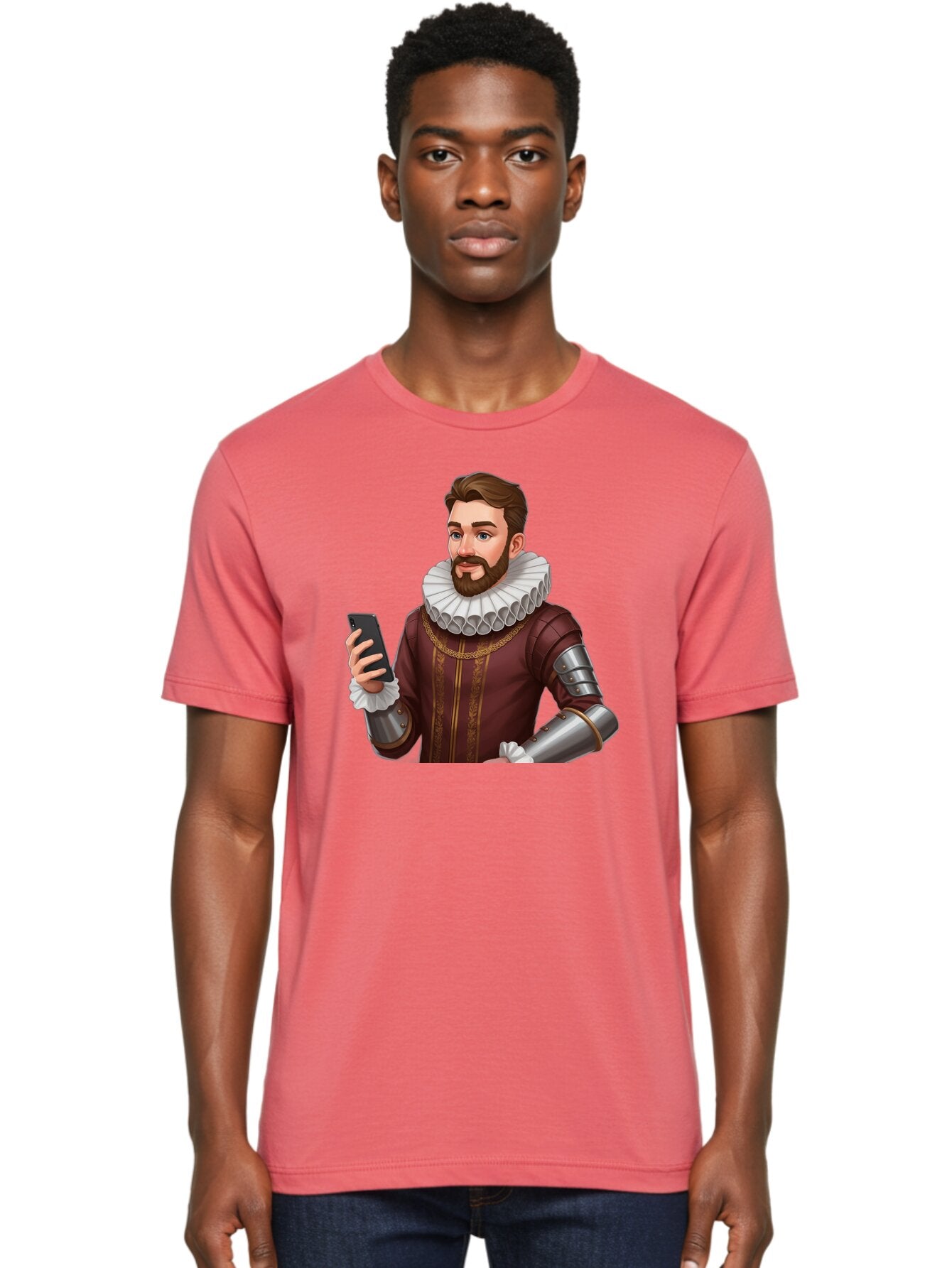 Man-In-Armor-With-Smartphone Men'S Graphic Tee, 100% Cotton, Comfortable Casual Summer Wear, Machine Washable, Vintage Camera, Old Camera, Antique Camera, Black Camera, Classic Photography, Photography Equipment, Nostalgic Device, Film Camera, Bag743 25