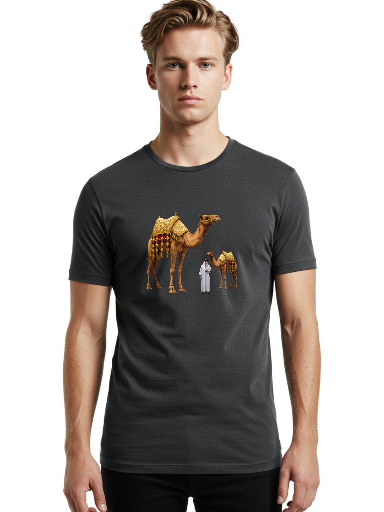 Man-With-Camels Men'S Graphic Tee, 100% Cotton, Comfortable Casual Summer Wear, Machine Washable, Vintage Camera, Old Camera, Antique Camera, Black Camera, Classic Photography, Photography Equipment, Nostalgic Device, Film Camera, Camera Art Bag751 29