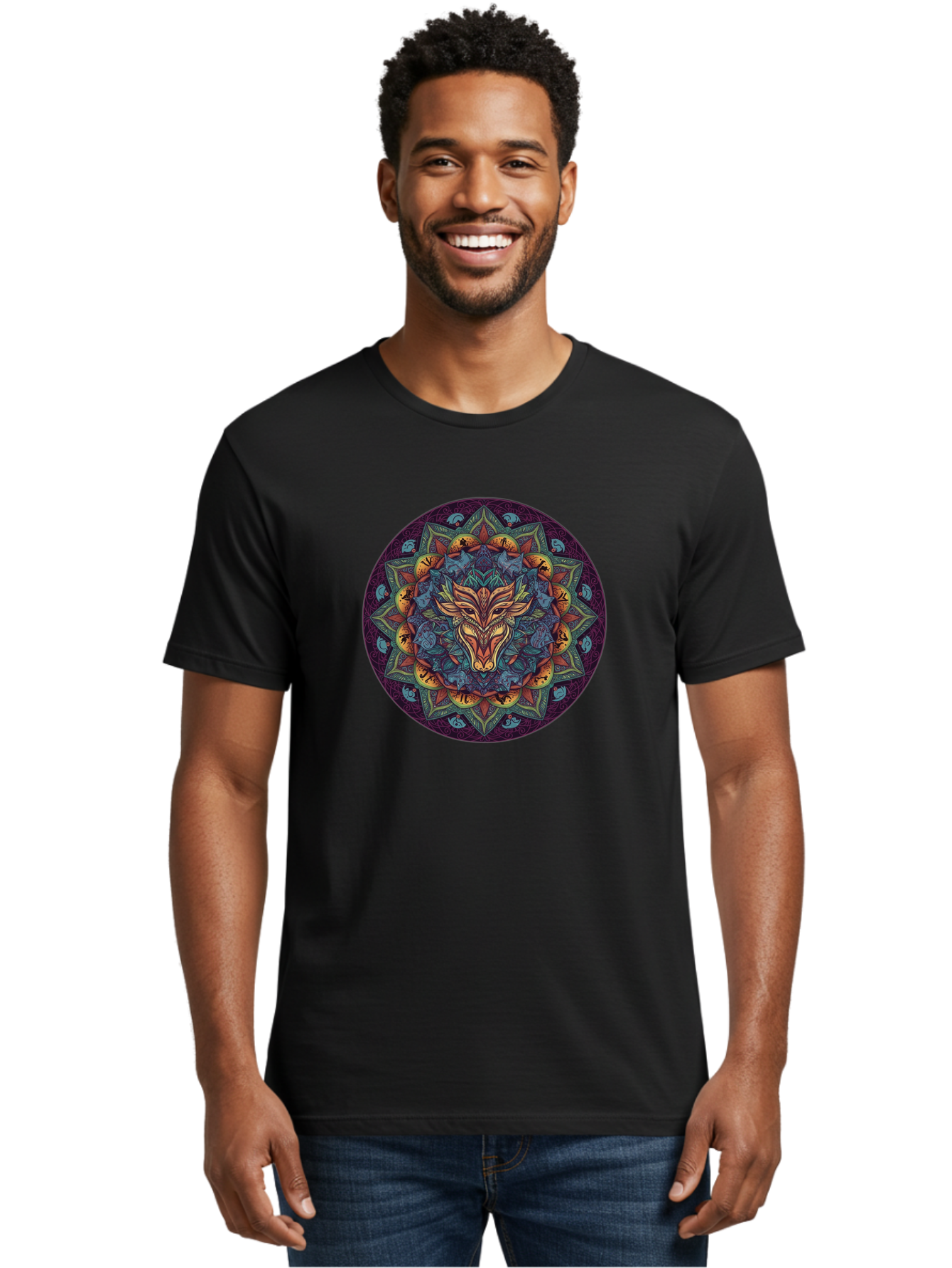 Mandala-Wolf Men'S Graphic Tee, 100% Cotton, Comfortable Casual Summer Wear, Machine Washable, Vintage Camera, Old Camera, Antique Camera, Black Camera, Classic Photography, Photography Equipment, Nostalgic Device, Film Camera, Camera Art Bag755 19