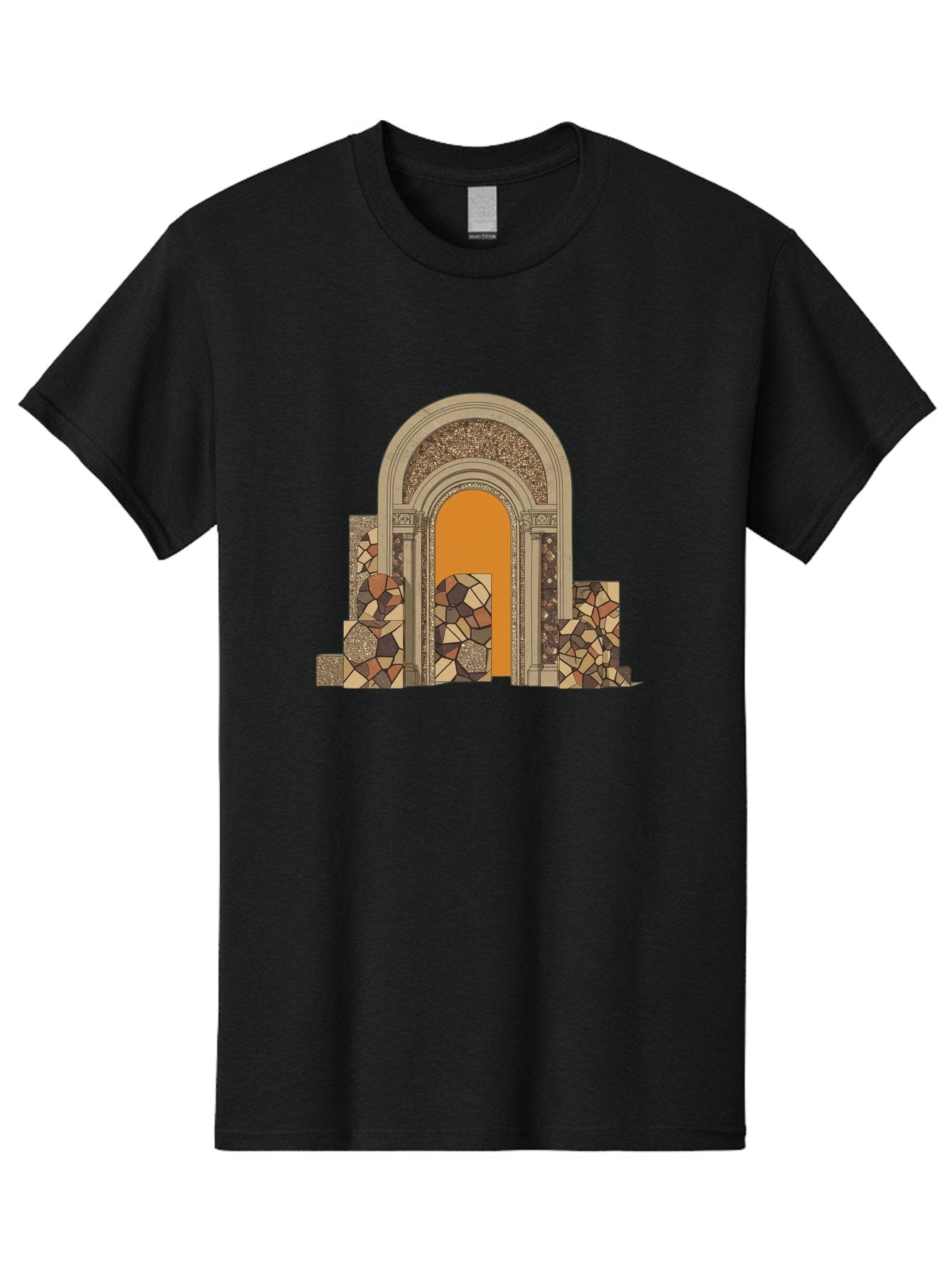 Mosaic-Archway Men'S Graphic Tee, 100% Cotton, Comfortable Casual Summer Wear, Machine Washable, Vintage Camera, Old Camera, Antique Camera, Black Camera, Classic Photography, Photography Equipment, Nostalgic Device, Film Camera, Camera Art Bag814 5