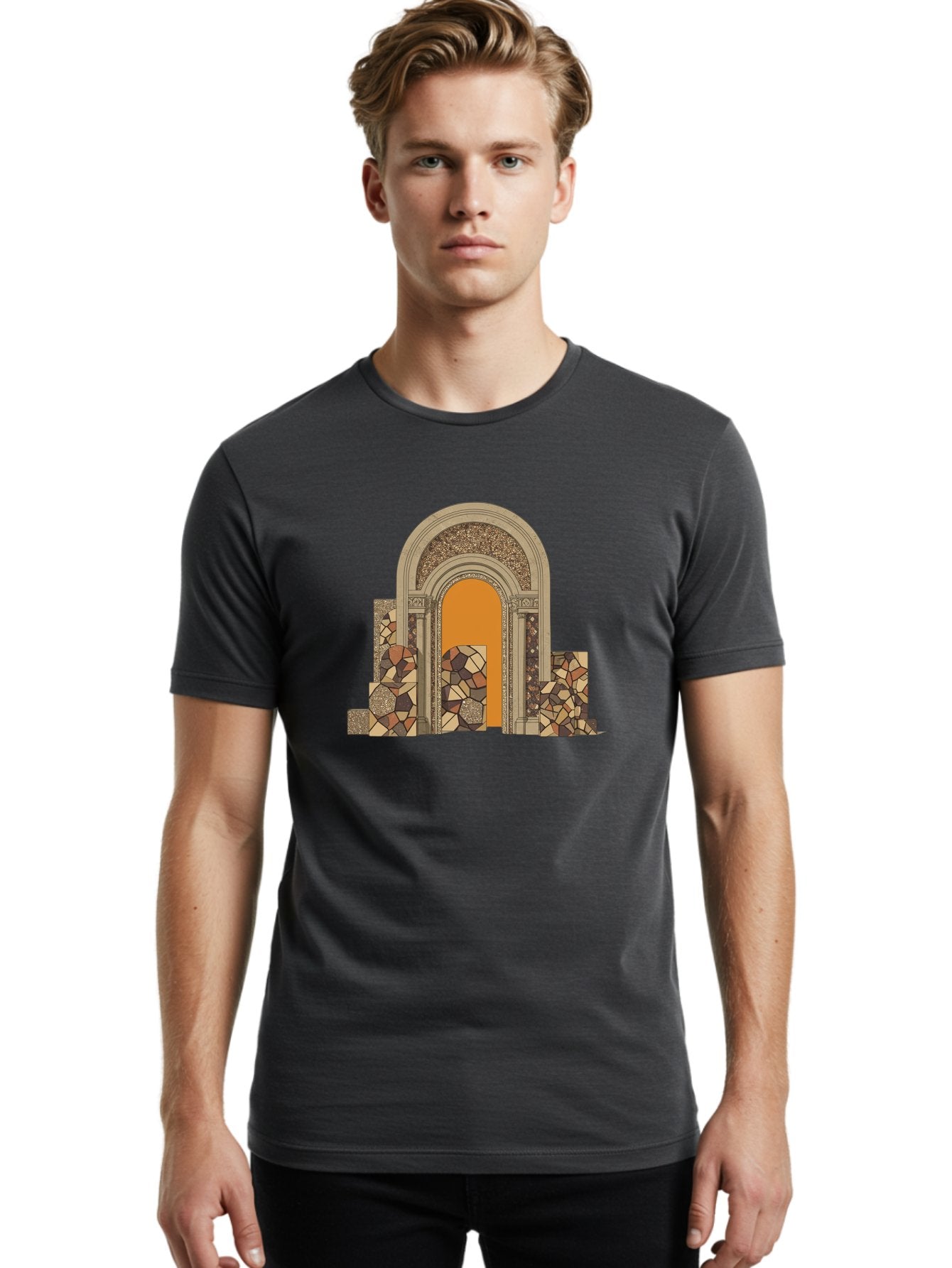 Mosaic-Archway Men'S Graphic Tee, 100% Cotton, Comfortable Casual Summer Wear, Machine Washable, Vintage Camera, Old Camera, Antique Camera, Black Camera, Classic Photography, Photography Equipment, Nostalgic Device, Film Camera, Camera Art Bag814 18