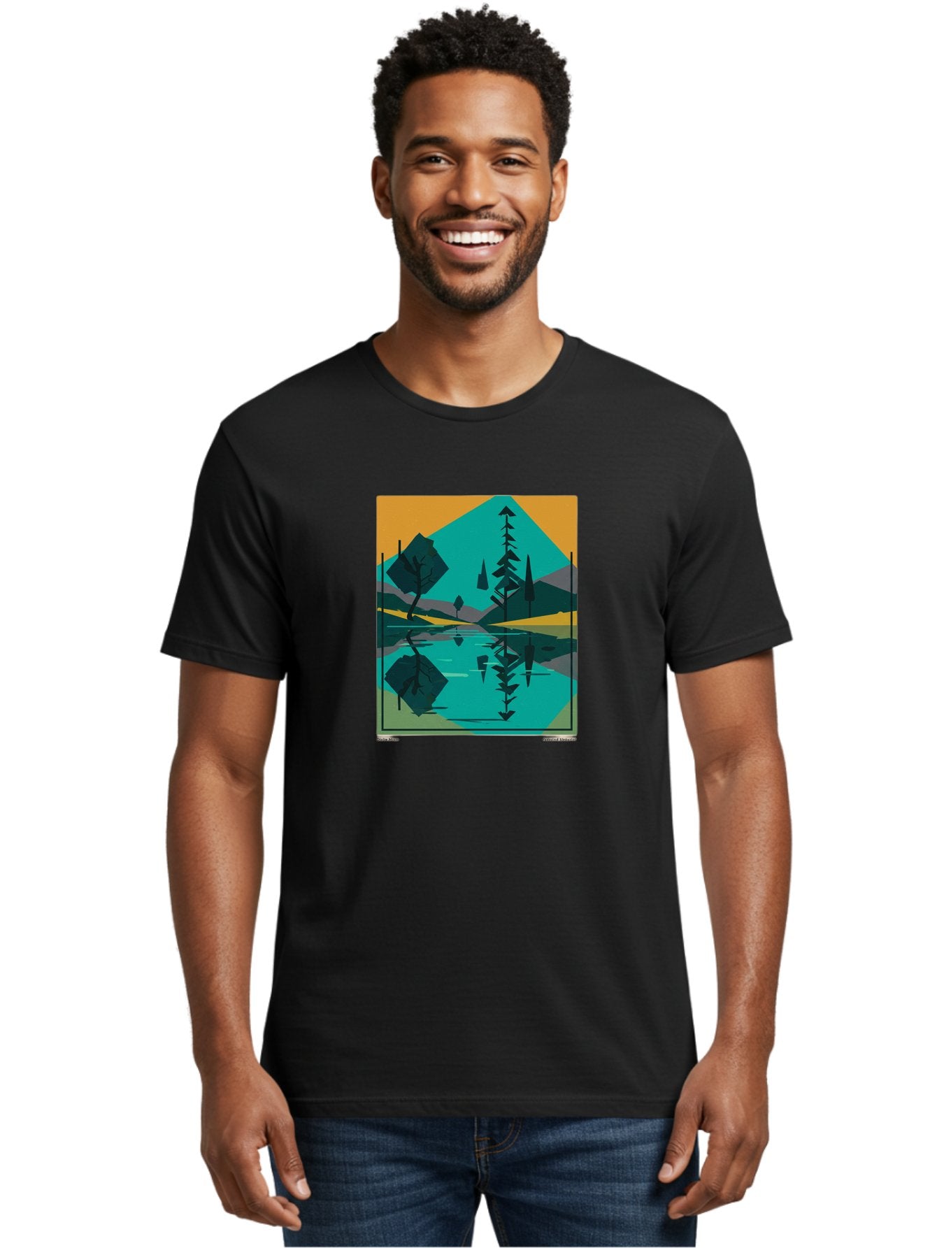 Mountain-Lake-Landscape Men'S Graphic Tee, 100% Cotton, Comfortable Casual Summer Wear, Machine Washable, Vintage Camera, Old Camera, Antique Camera, Black Camera, Classic Photography, Photography Equipment, Nostalgic Device, Film Camera, Bag821 25