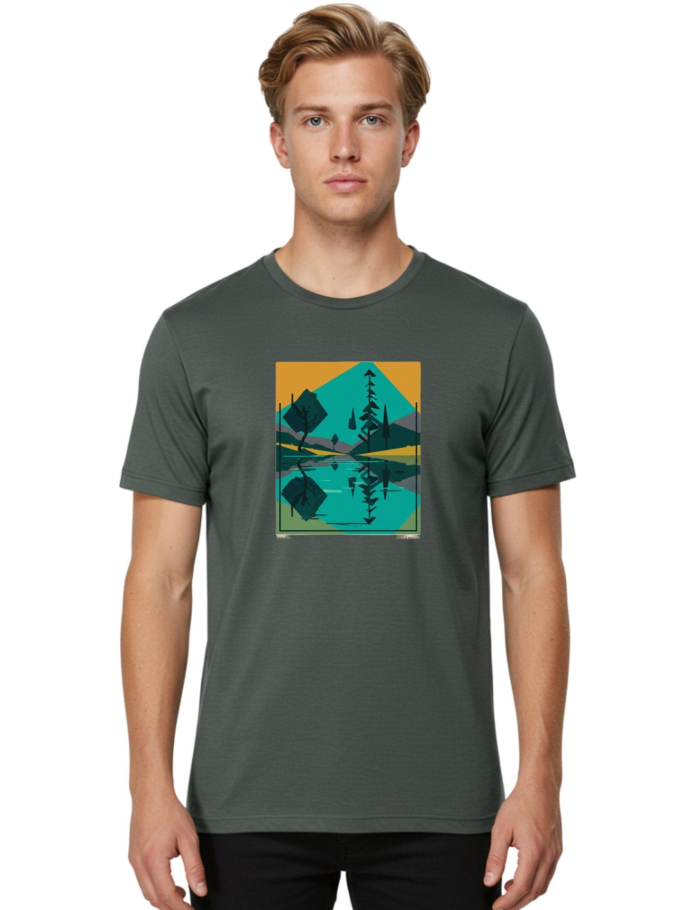 Mountain-Lake-Landscape Men'S Graphic Tee, 100% Cotton, Comfortable Casual Summer Wear, Machine Washable, Vintage Camera, Old Camera, Antique Camera, Black Camera, Classic Photography, Photography Equipment, Nostalgic Device, Film Camera, Bag821 16