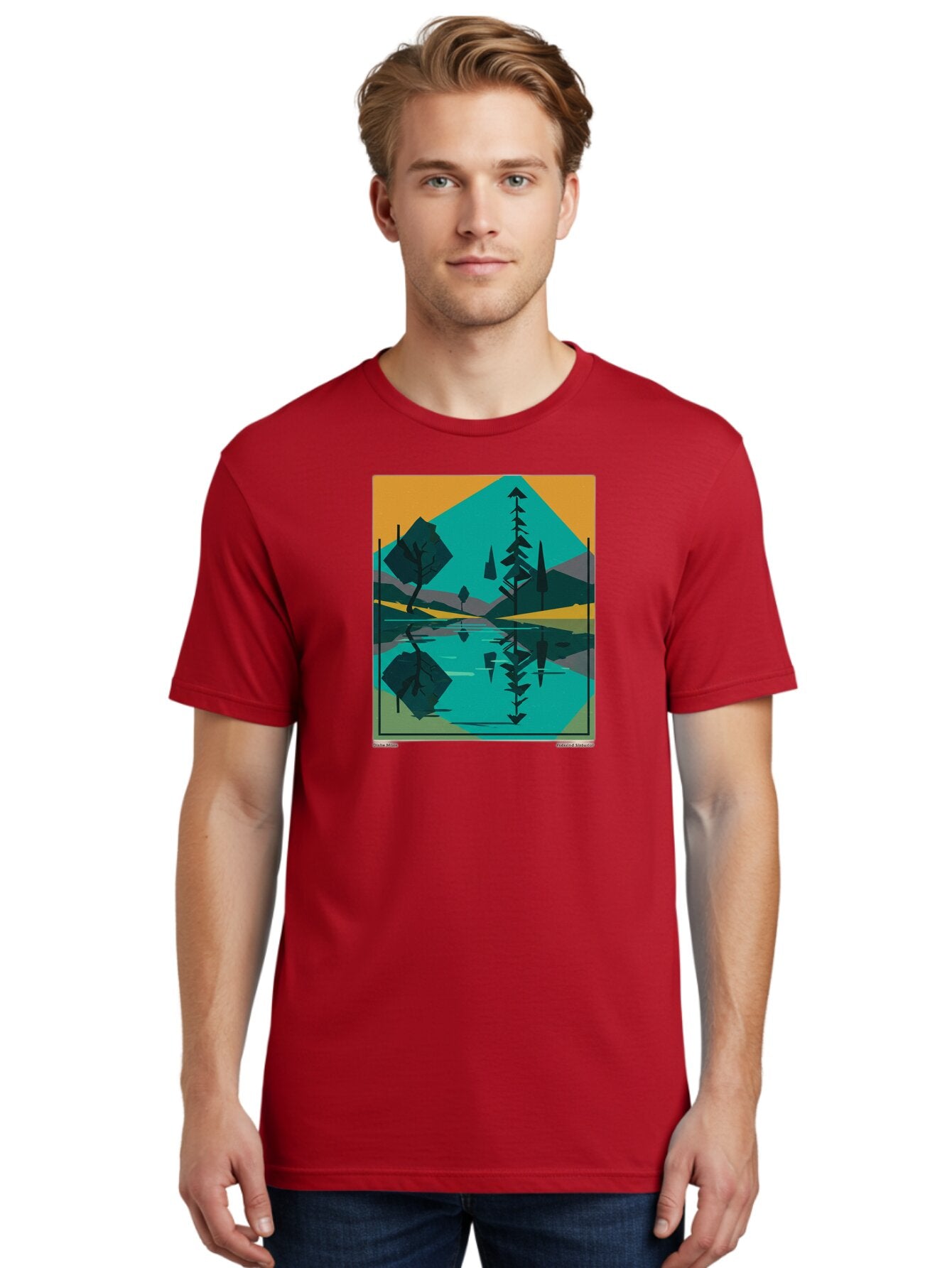 Mountain-Lake-Landscape Men'S Graphic Tee, 100% Cotton, Comfortable Casual Summer Wear, Machine Washable, Vintage Camera, Old Camera, Antique Camera, Black Camera, Classic Photography, Photography Equipment, Nostalgic Device, Film Camera, Bag821 30