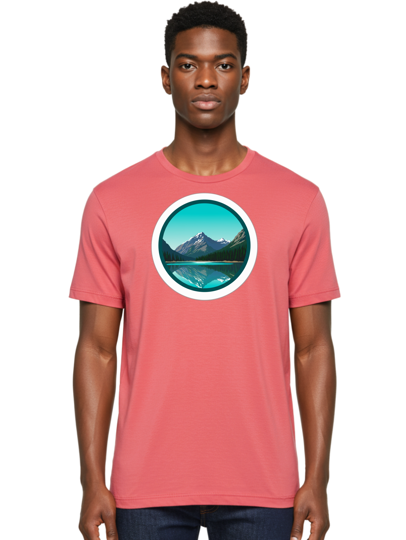 Mountain-Lake-Scene Men'S Graphic Tee, 100% Cotton, Comfortable Casual Summer Wear, Machine Washable, Vintage Camera, Old Camera, Antique Camera, Black Camera, Classic Photography, Photography Equipment, Nostalgic Device, Film Camera, Bag822 30