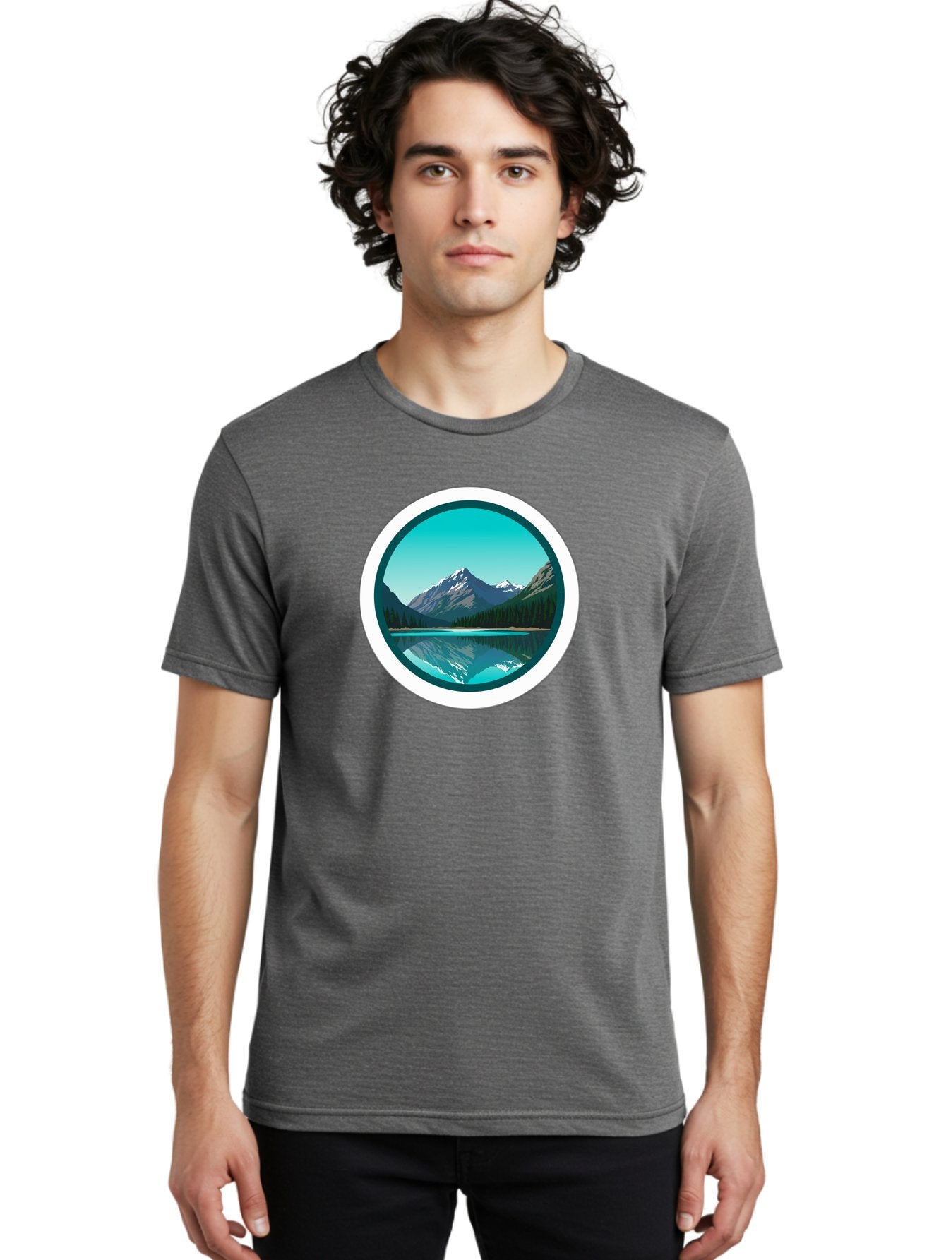 Mountain-Lake-Scene Men'S Graphic Tee, 100% Cotton, Comfortable Casual Summer Wear, Machine Washable, Vintage Camera, Old Camera, Antique Camera, Black Camera, Classic Photography, Photography Equipment, Nostalgic Device, Film Camera, Bag822 27