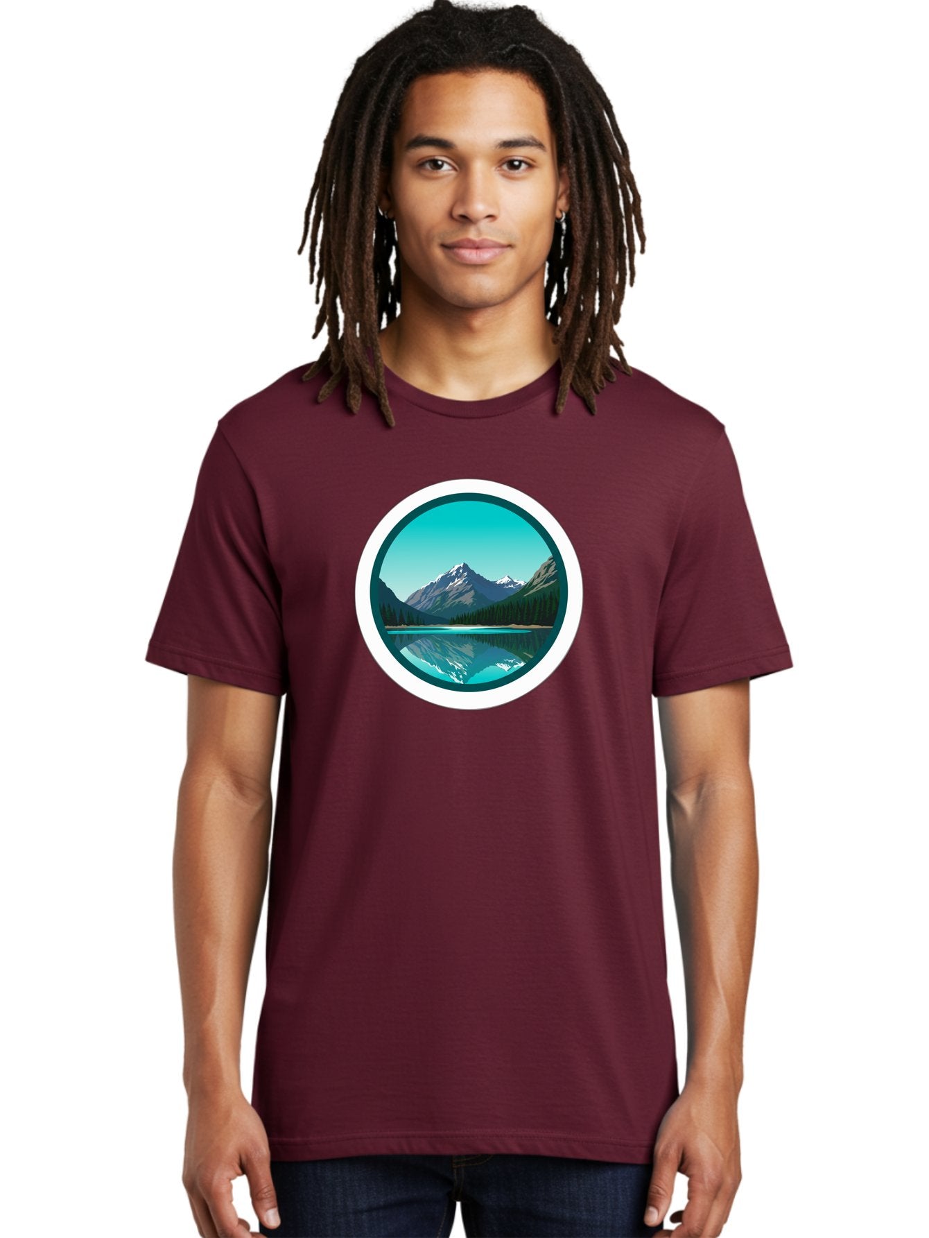 Mountain-Lake-Scene Men'S Graphic Tee, 100% Cotton, Comfortable Casual Summer Wear, Machine Washable, Vintage Camera, Old Camera, Antique Camera, Black Camera, Classic Photography, Photography Equipment, Nostalgic Device, Film Camera, Bag822 28