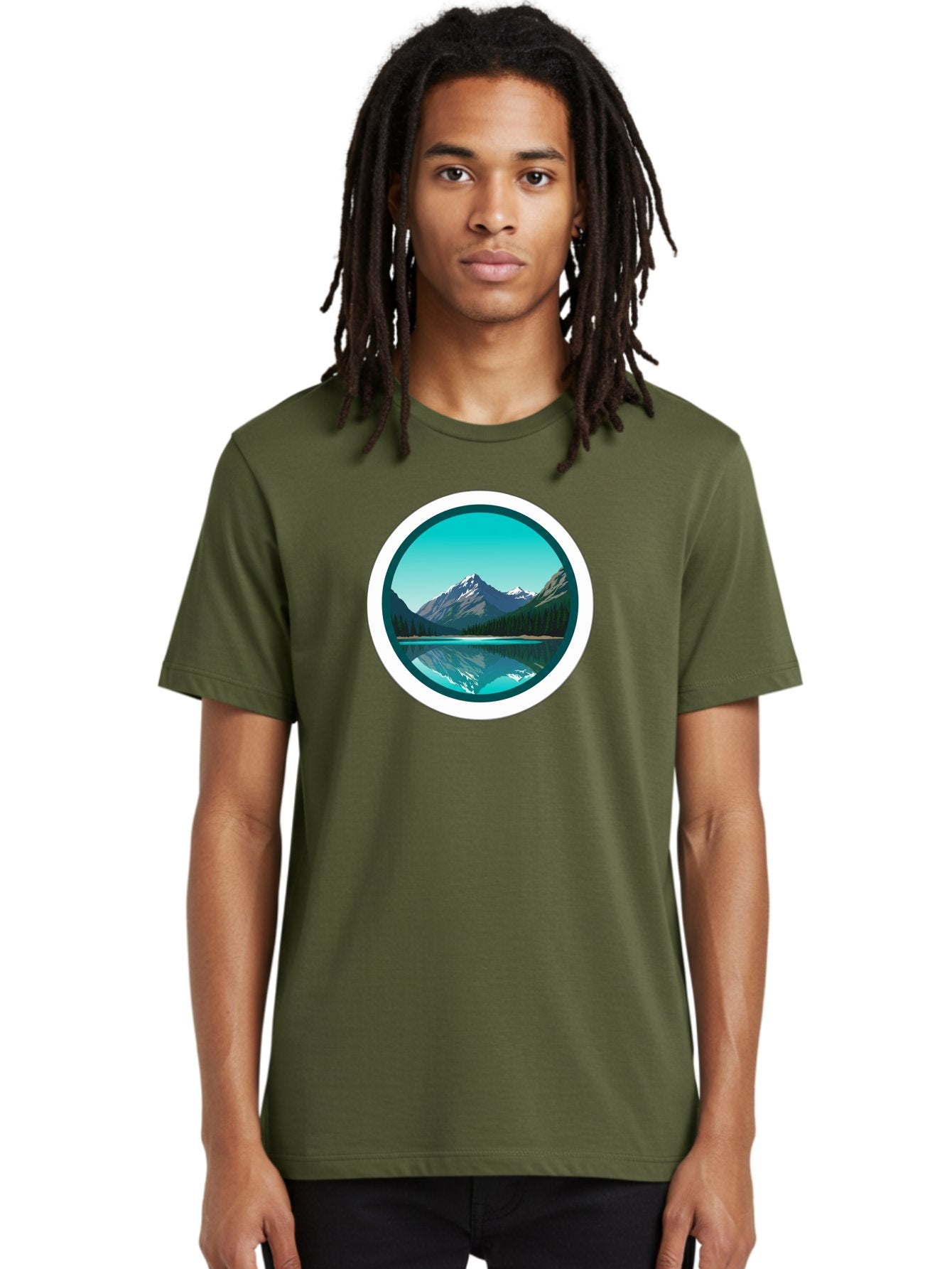 Mountain-Lake-Scene Men'S Graphic Tee, 100% Cotton, Comfortable Casual Summer Wear, Machine Washable, Vintage Camera, Old Camera, Antique Camera, Black Camera, Classic Photography, Photography Equipment, Nostalgic Device, Film Camera, Bag822 30