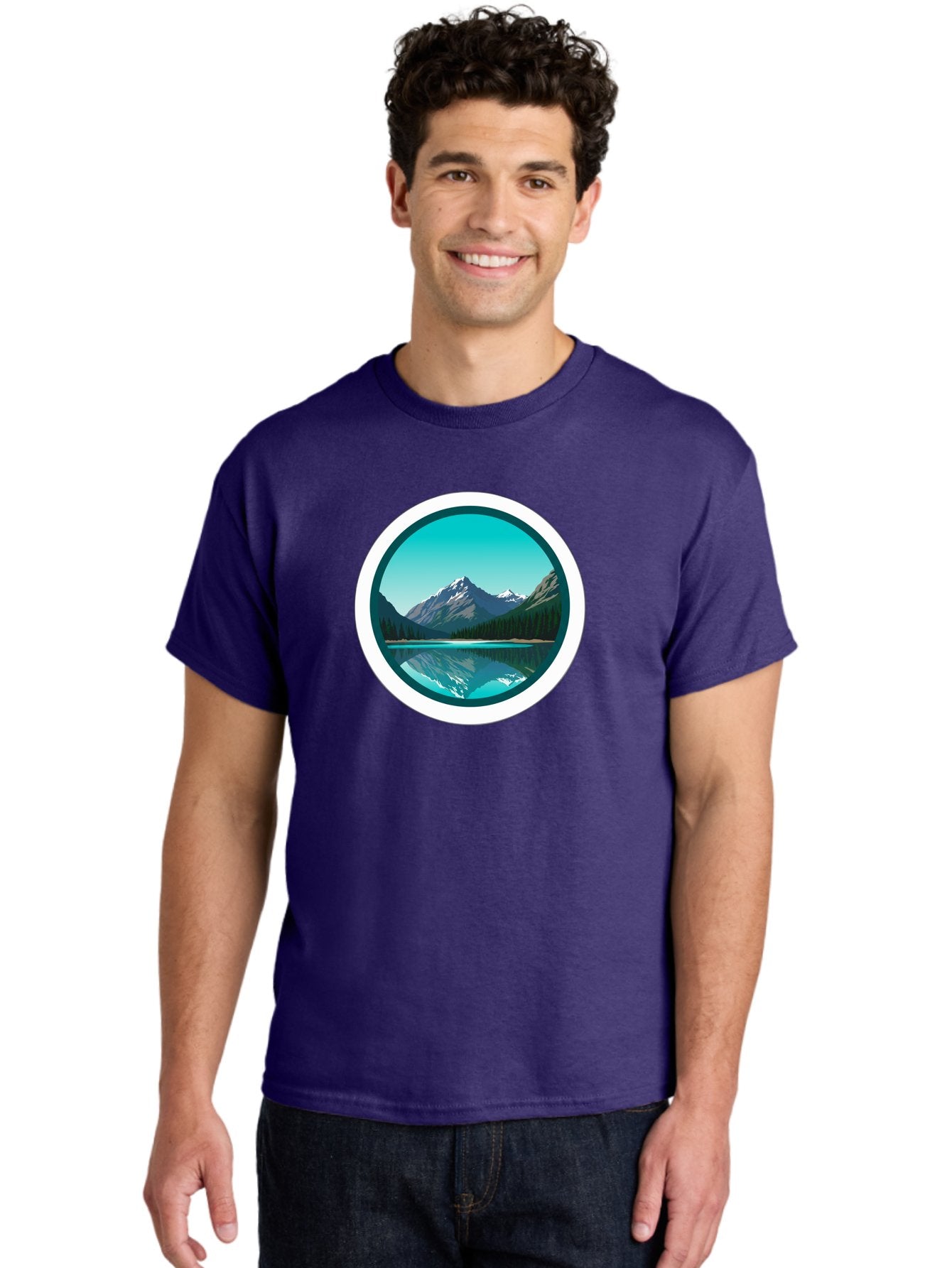 Mountain-Lake-Scene Men'S Graphic Tee, 100% Cotton, Comfortable Casual Summer Wear, Machine Washable, Vintage Camera, Old Camera, Antique Camera, Black Camera, Classic Photography, Photography Equipment, Nostalgic Device, Film Camera, Bag822 29