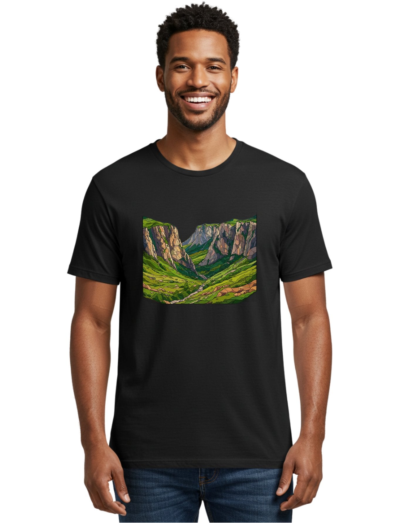 Mountain-Landscape-1 Men'S Graphic Tee, 100% Cotton, Comfortable Casual Summer Wear, Machine Washable, Vintage Camera, Old Camera, Antique Camera, Black Camera, Classic Photography, Photography Equipment, Nostalgic Device, Film Camera, Bag824 23