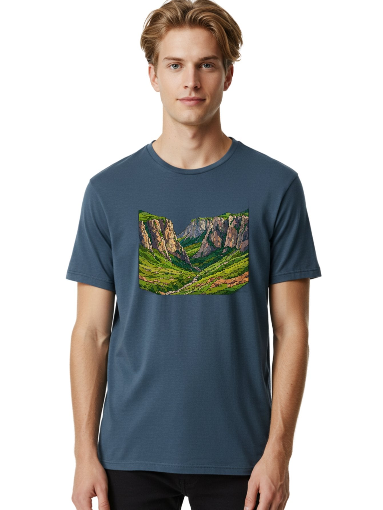 Mountain-Landscape-1 Men'S Graphic Tee, 100% Cotton, Comfortable Casual Summer Wear, Machine Washable, Vintage Camera, Old Camera, Antique Camera, Black Camera, Classic Photography, Photography Equipment, Nostalgic Device, Film Camera, Bag824 22