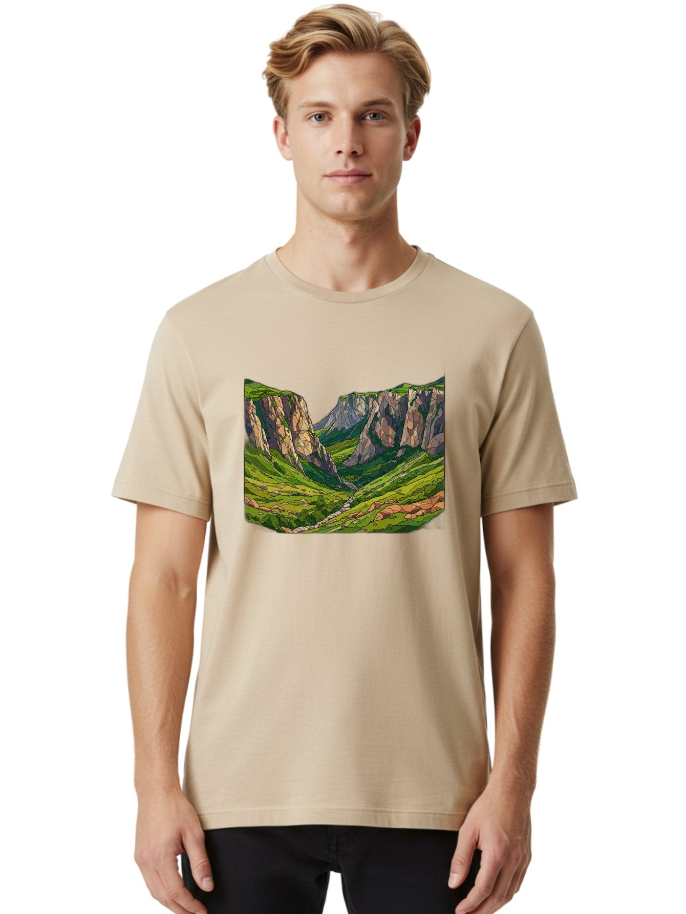 Mountain-Landscape-1 Men'S Graphic Tee, 100% Cotton, Comfortable Casual Summer Wear, Machine Washable, Vintage Camera, Old Camera, Antique Camera, Black Camera, Classic Photography, Photography Equipment, Nostalgic Device, Film Camera, Bag824 18