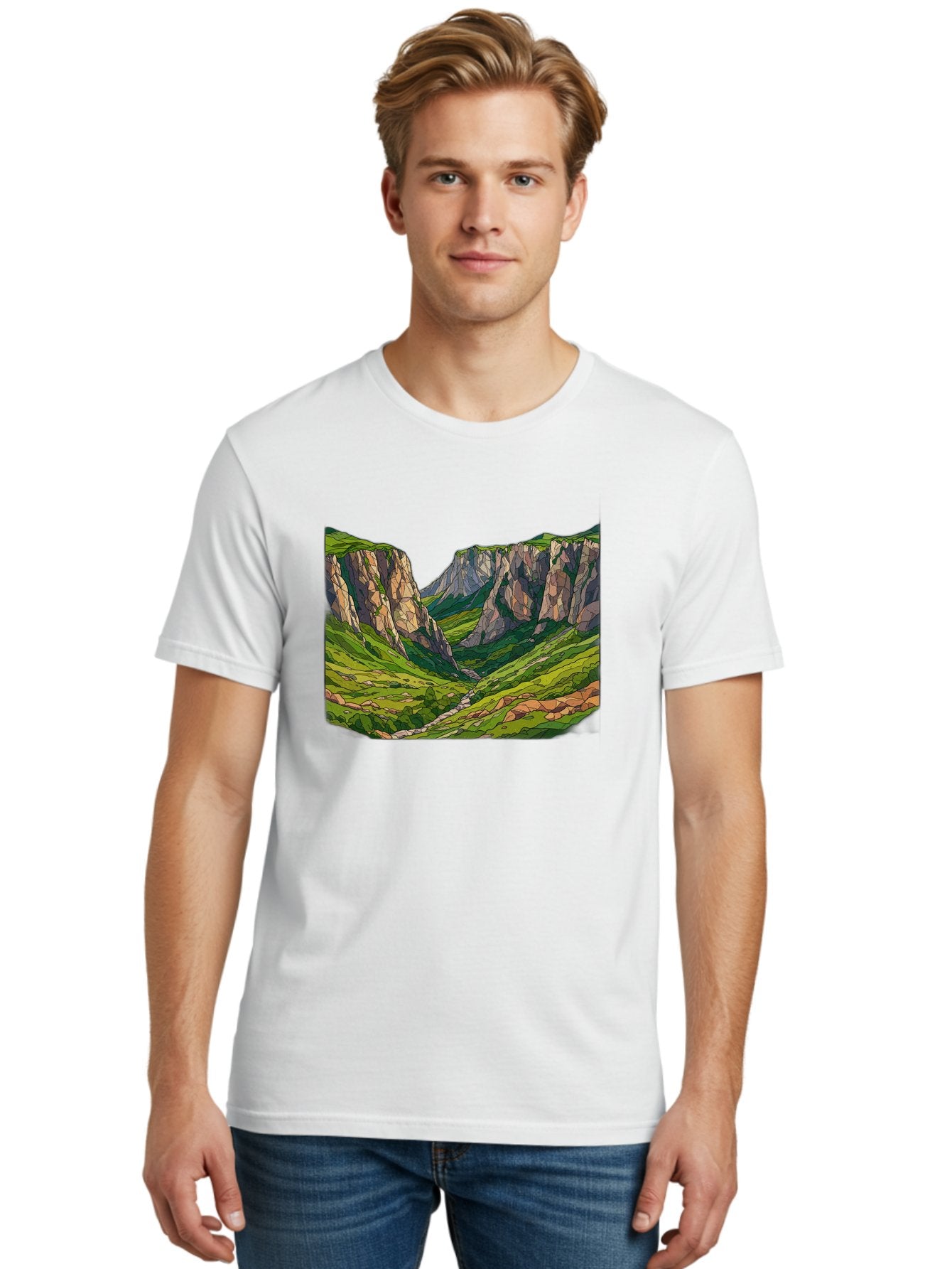 Mountain-Landscape-1 Men'S Graphic Tee, 100% Cotton, Comfortable Casual Summer Wear, Machine Washable, Vintage Camera, Old Camera, Antique Camera, Black Camera, Classic Photography, Photography Equipment, Nostalgic Device, Film Camera, Bag824 17
