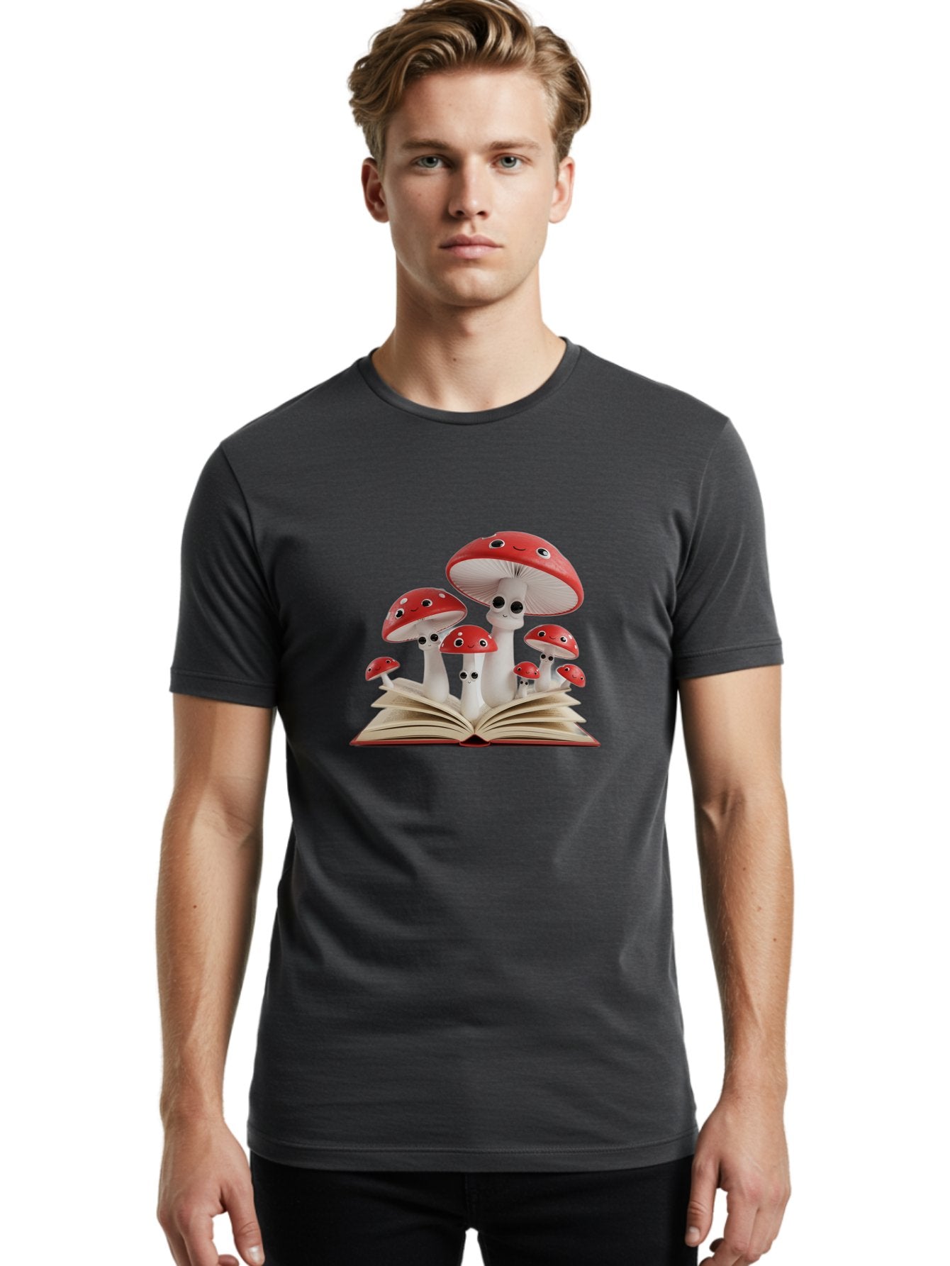 Mushrooms-Emerging-From-Book Men'S Graphic Tee, 100% Cotton, Comfortable Casual Summer Wear, Machine Washable, Vintage Camera, Old Camera, Antique Camera, Black Camera, Classic Photography, Photography Equipment, Nostalgic Device, Film Camera, Bag843 16
