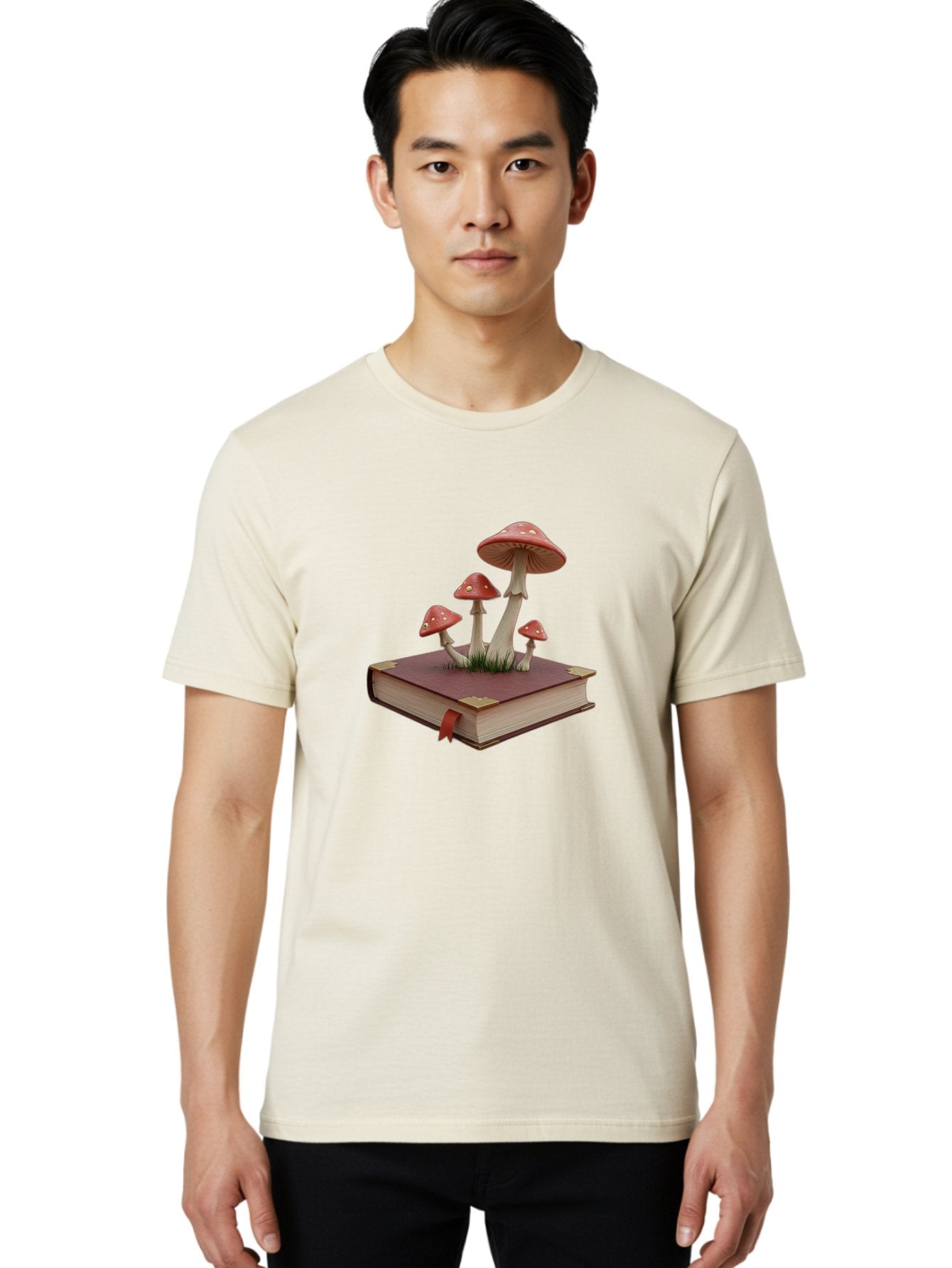 Mushrooms-On-Book Men'S Graphic Tee, 100% Cotton, Comfortable Casual Summer Wear, Machine Washable, Vintage Camera, Old Camera, Antique Camera, Black Camera, Classic Photography, Photography Equipment, Nostalgic Device, Film Camera, Camera Art Bag848 26