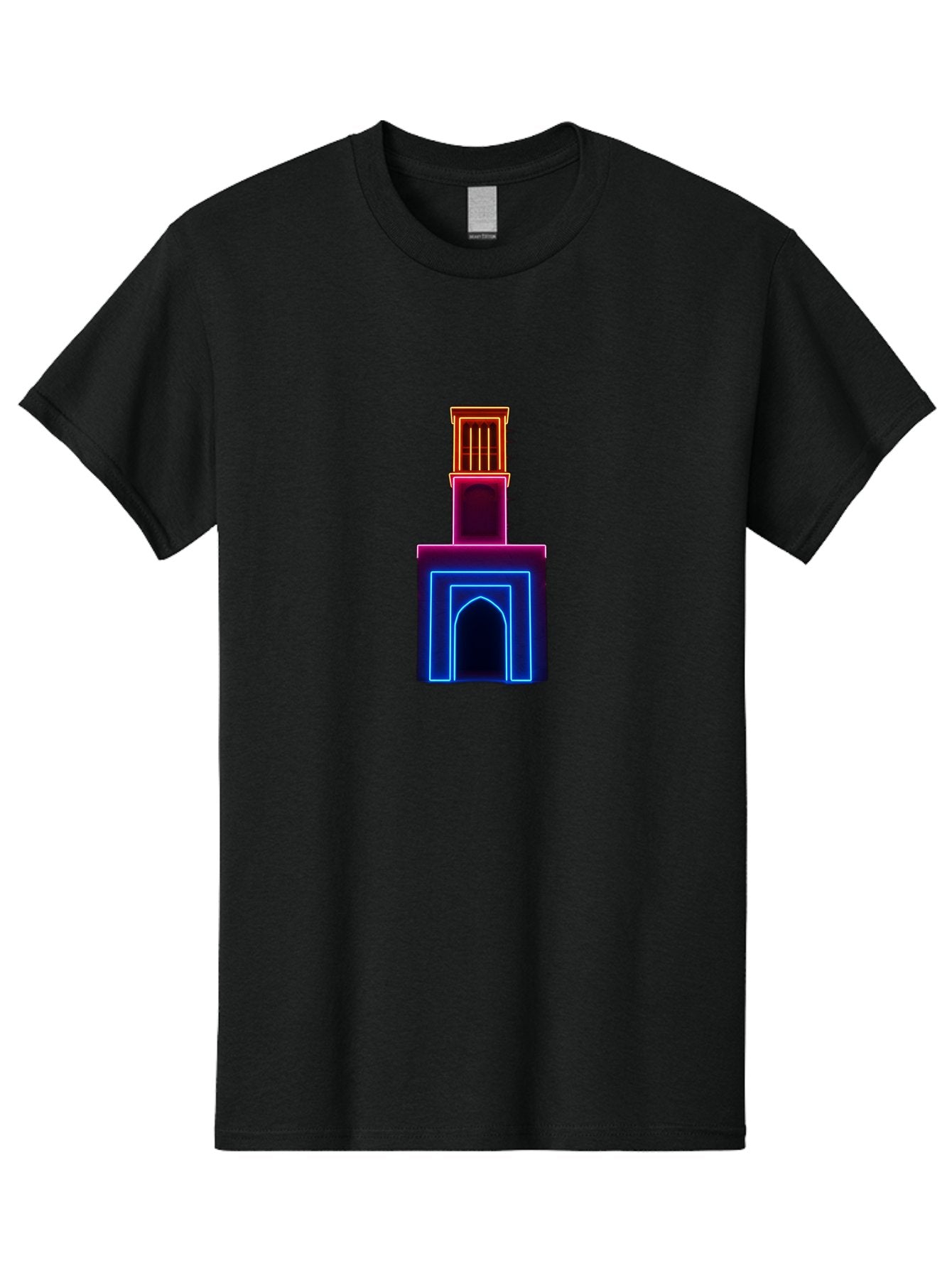 Neon-Tower-With-Archway Men'S Graphic Tee, 100% Cotton, Comfortable Casual Summer Wear, Machine Washable, Vintage Camera, Old Camera, Antique Camera, Black Camera, Classic Photography, Photography Equipment, Nostalgic Device, Film Camera, Bag856 4