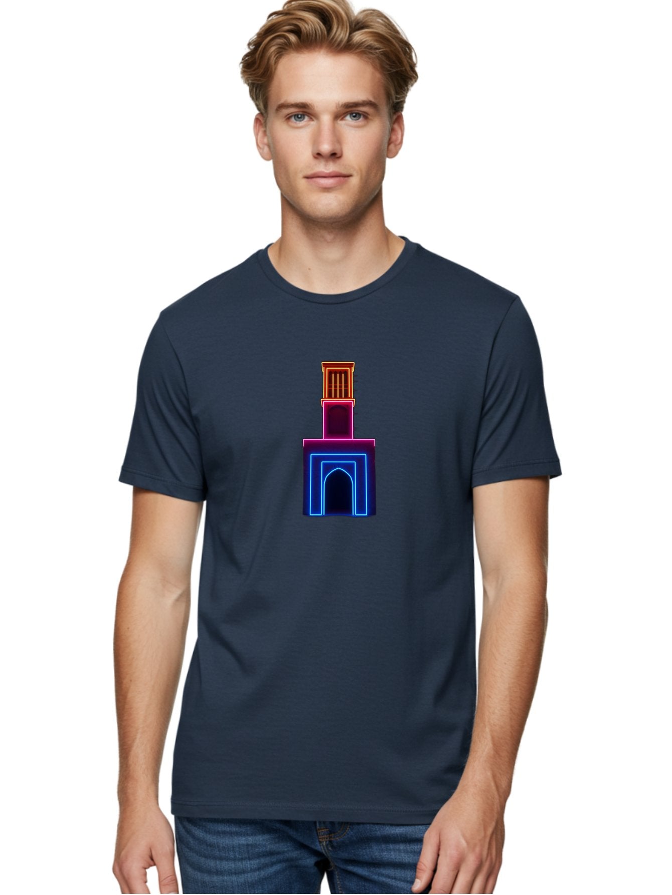Neon-Tower-With-Archway Men'S Graphic Tee, 100% Cotton, Comfortable Casual Summer Wear, Machine Washable, Vintage Camera, Old Camera, Antique Camera, Black Camera, Classic Photography, Photography Equipment, Nostalgic Device, Film Camera, Bag856 27
