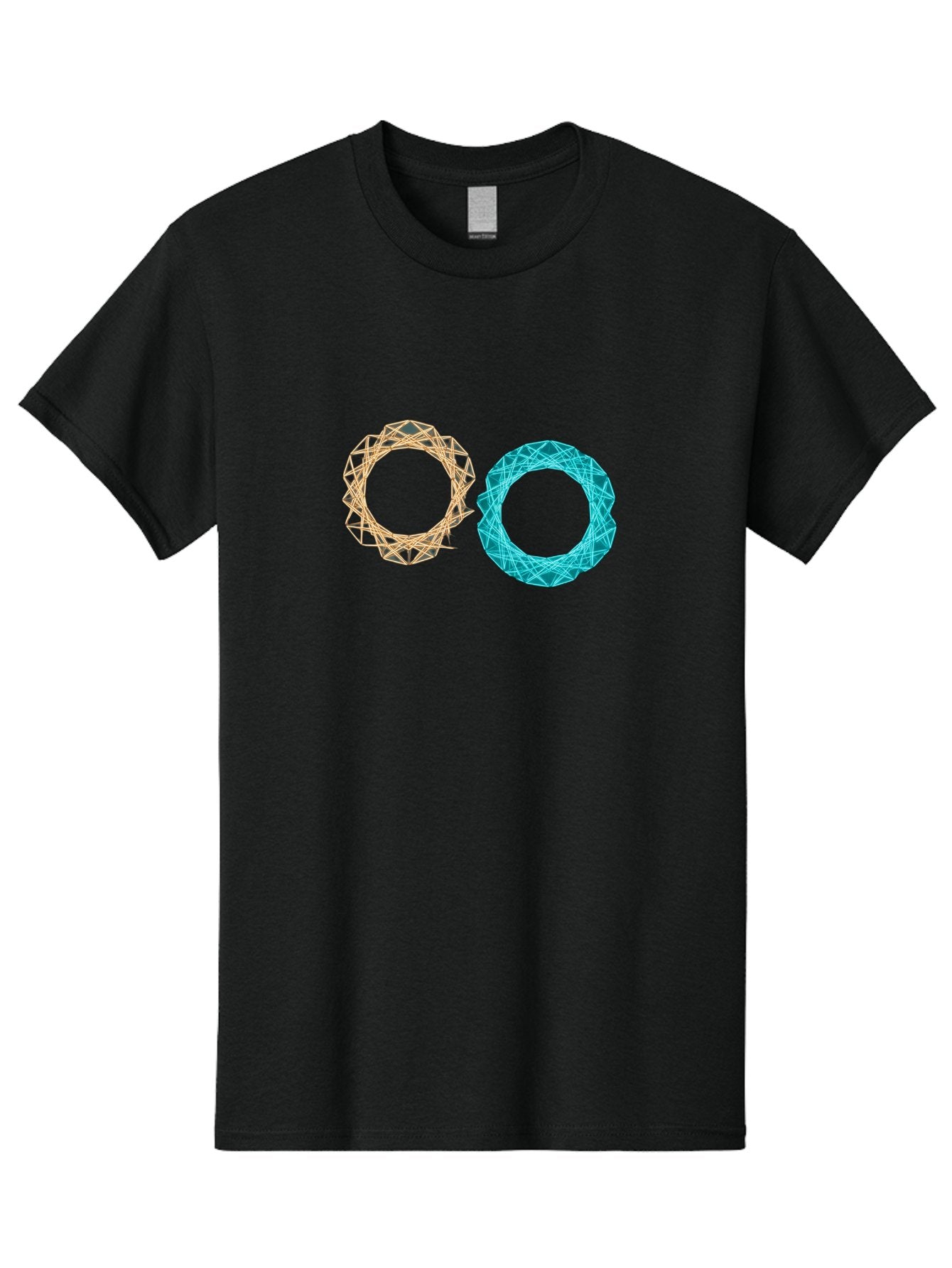 Orange-And-Blue-Wireframe-Circles Men'S Graphic Tee, 100% Cotton, Comfortable Casual Summer Wear, Machine Washable, Vintage Camera, Old Camera, Antique Camera, Black Camera, Classic Photography, Photography Equipment, Nostalgic Device, Bag881 5