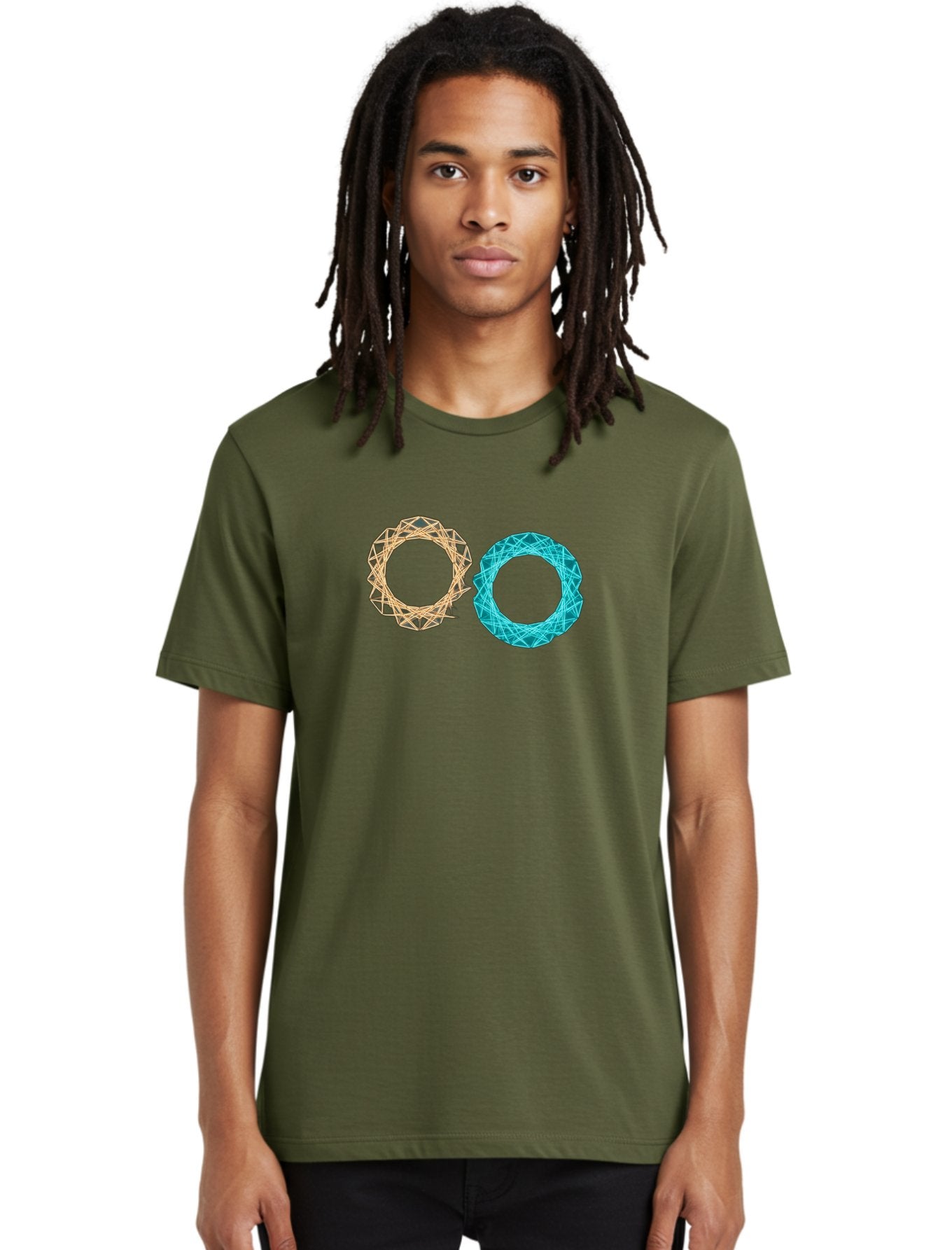 Orange-And-Blue-Wireframe-Circles Men'S Graphic Tee, 100% Cotton, Comfortable Casual Summer Wear, Machine Washable, Vintage Camera, Old Camera, Antique Camera, Black Camera, Classic Photography, Photography Equipment, Nostalgic Device, Bag881 29