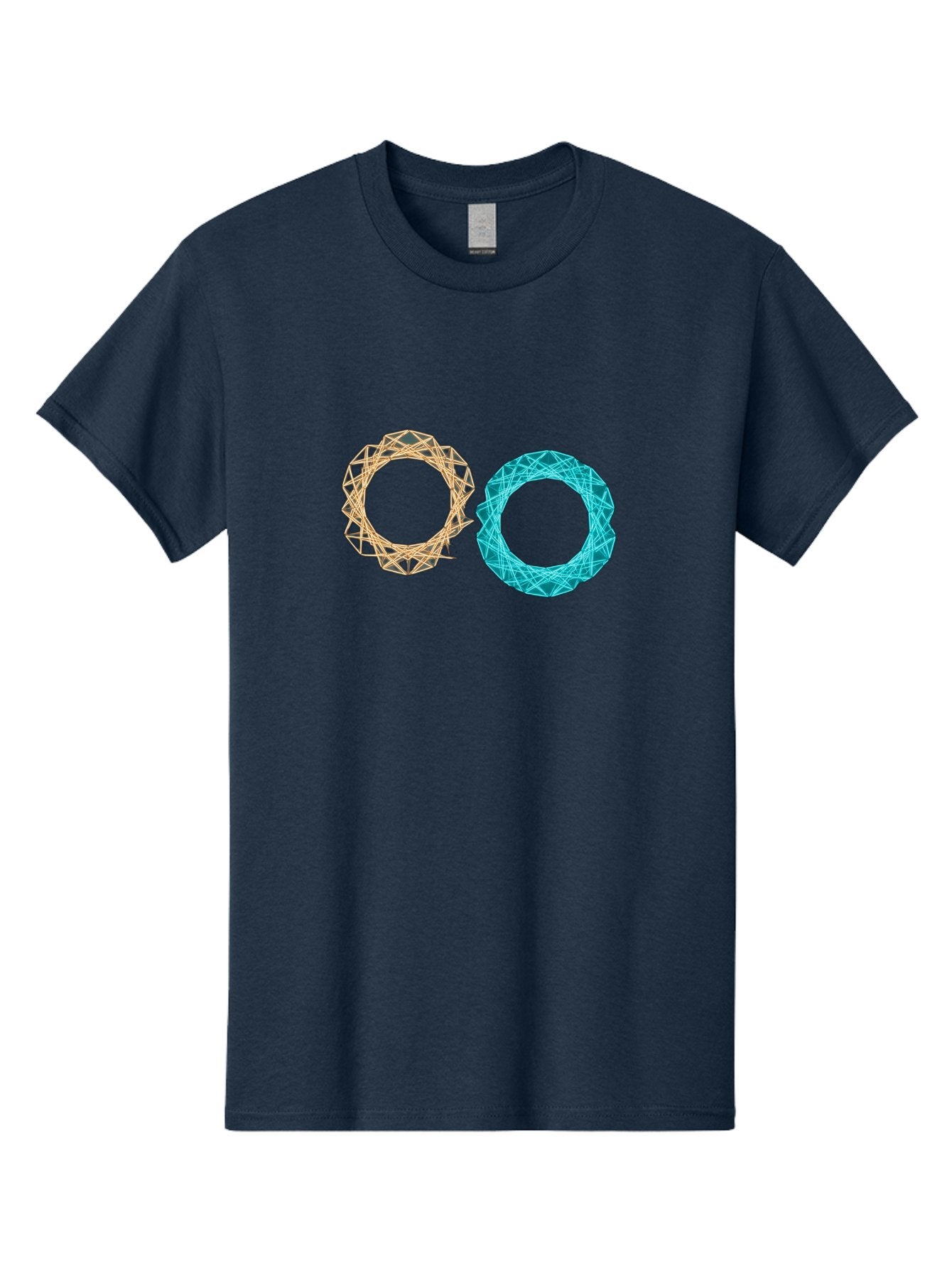 Orange-And-Blue-Wireframe-Circles Men'S Graphic Tee, 100% Cotton, Comfortable Casual Summer Wear, Machine Washable, Vintage Camera, Old Camera, Antique Camera, Black Camera, Classic Photography, Photography Equipment, Nostalgic Device, Bag881 12