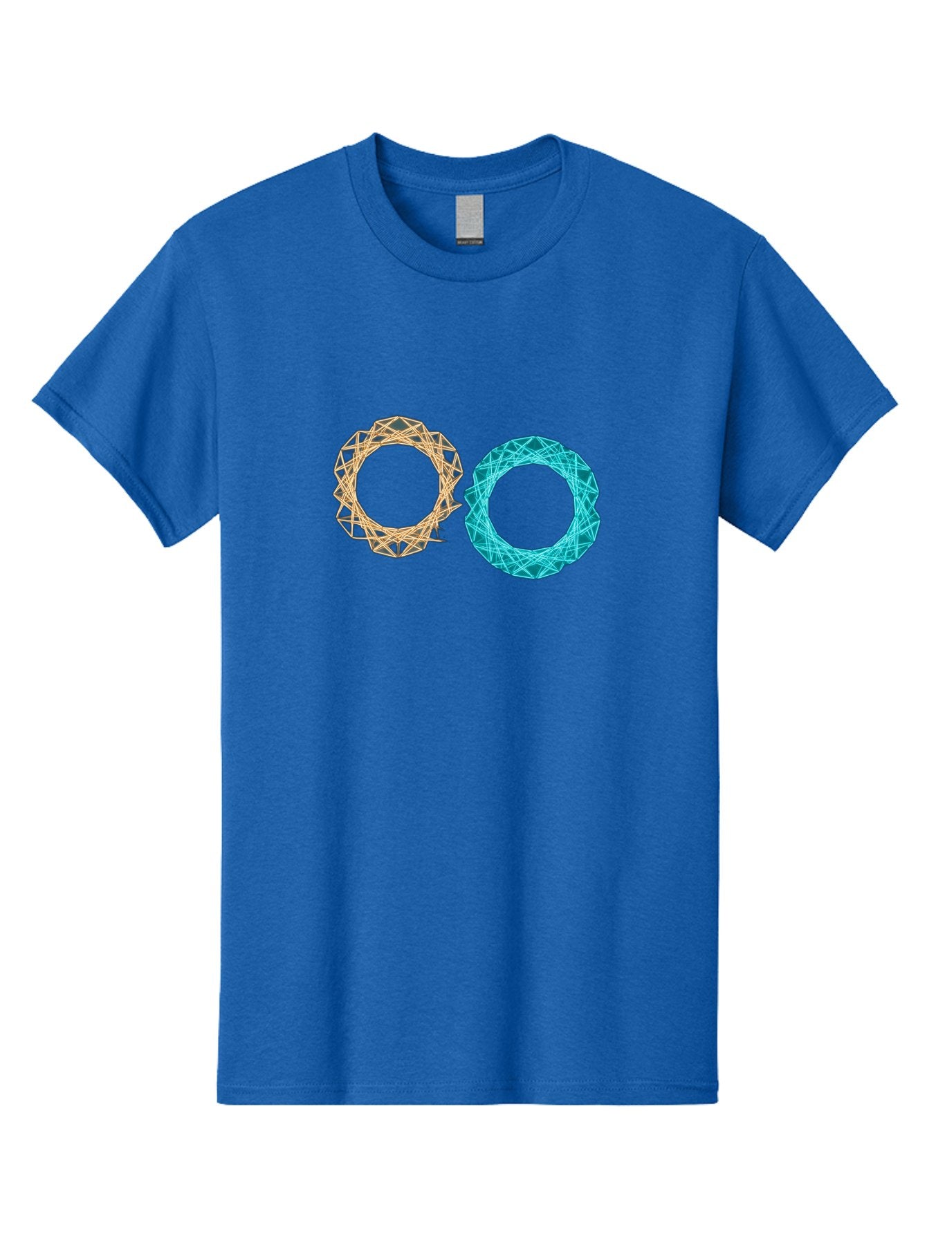 Orange-And-Blue-Wireframe-Circles Men'S Graphic Tee, 100% Cotton, Comfortable Casual Summer Wear, Machine Washable, Vintage Camera, Old Camera, Antique Camera, Black Camera, Classic Photography, Photography Equipment, Nostalgic Device, Bag881 3