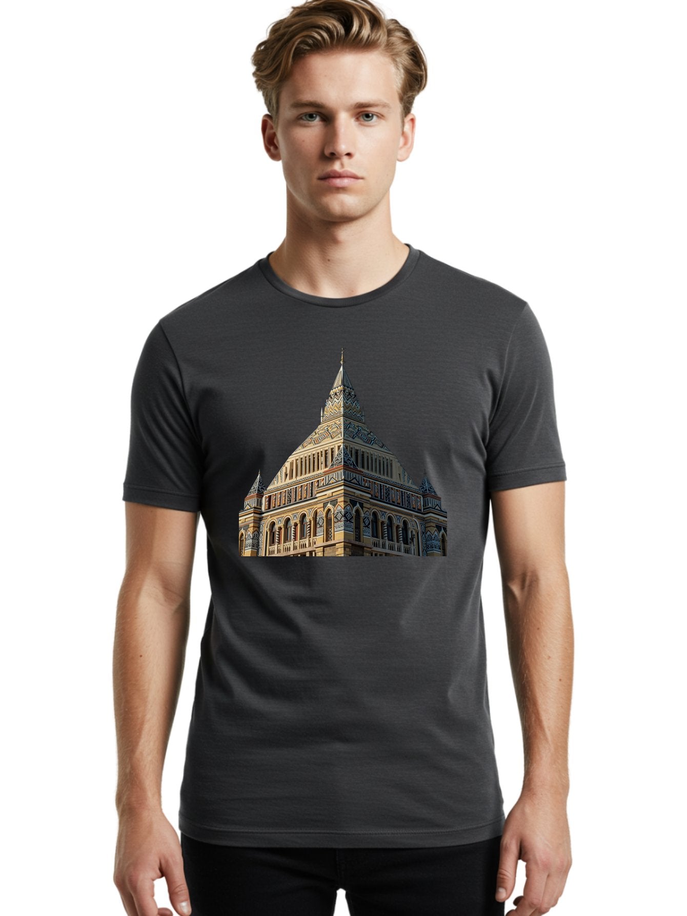 Ornate-Building Men'S Graphic Tee, 100% Cotton, Comfortable Casual Summer Wear, Machine Washable, Vintage Camera, Old Camera, Antique Camera, Black Camera, Classic Photography, Photography Equipment, Nostalgic Device, Film Camera, Camera Art Bag896 30