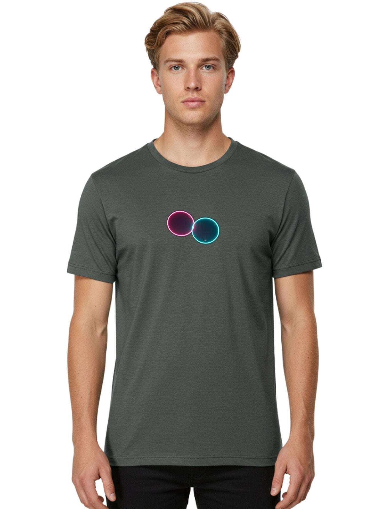 Overlapping-Circles-2 Men'S Graphic Tee, 100% Cotton, Comfortable Casual Summer Wear, Machine Washable, Vintage Camera, Old Camera, Antique Camera, Black Camera, Classic Photography, Photography Equipment, Nostalgic Device, Film Camera, Bag911 21
