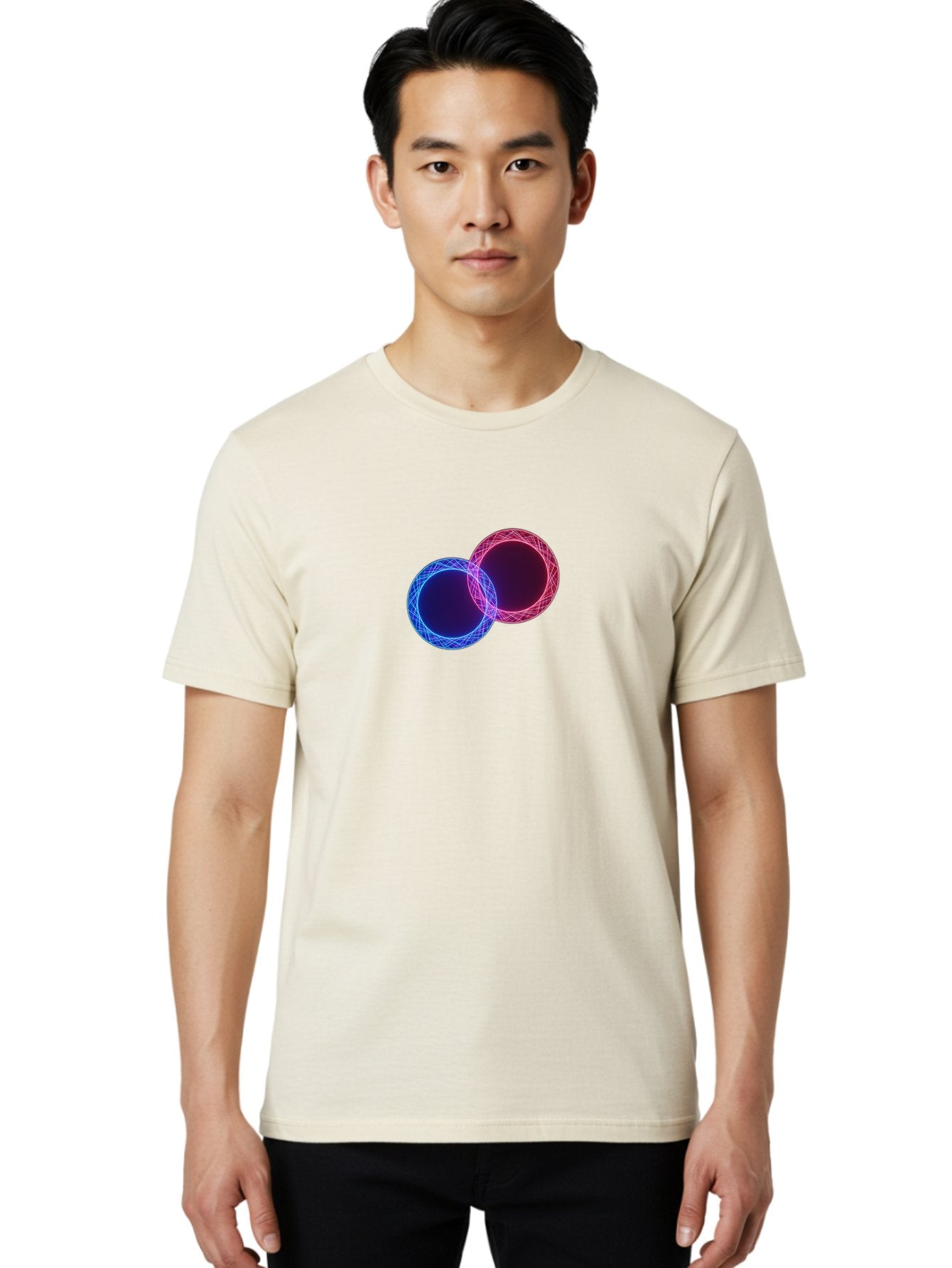 Overlapping-Circles-4 Men'S Graphic Tee, 100% Cotton, Comfortable Casual Summer Wear, Machine Washable, Vintage Camera, Old Camera, Antique Camera, Black Camera, Classic Photography, Photography Equipment, Nostalgic Device, Film Camera, Bag913 27