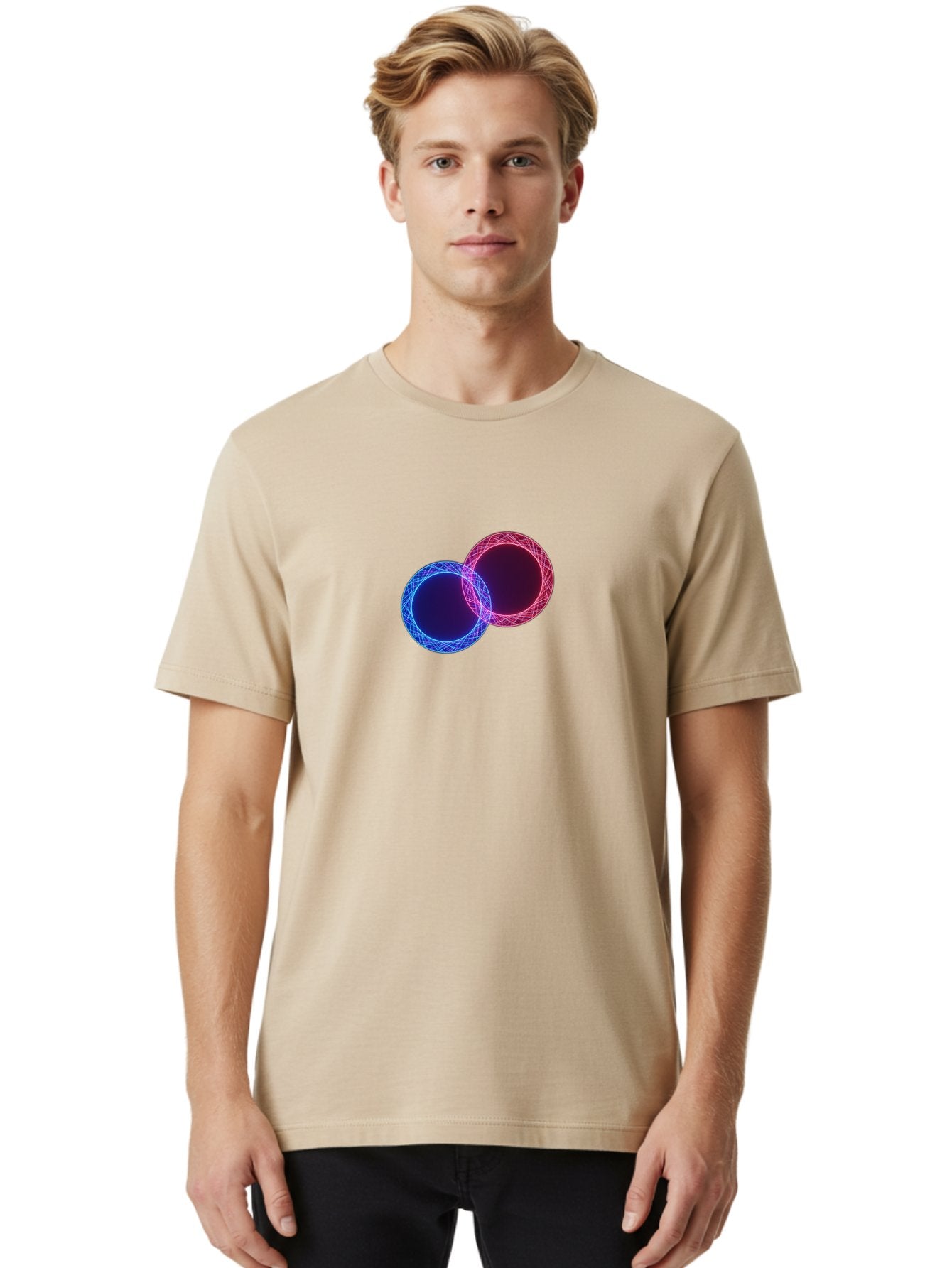 Overlapping-Circles-4 Men'S Graphic Tee, 100% Cotton, Comfortable Casual Summer Wear, Machine Washable, Vintage Camera, Old Camera, Antique Camera, Black Camera, Classic Photography, Photography Equipment, Nostalgic Device, Film Camera, Bag913 21