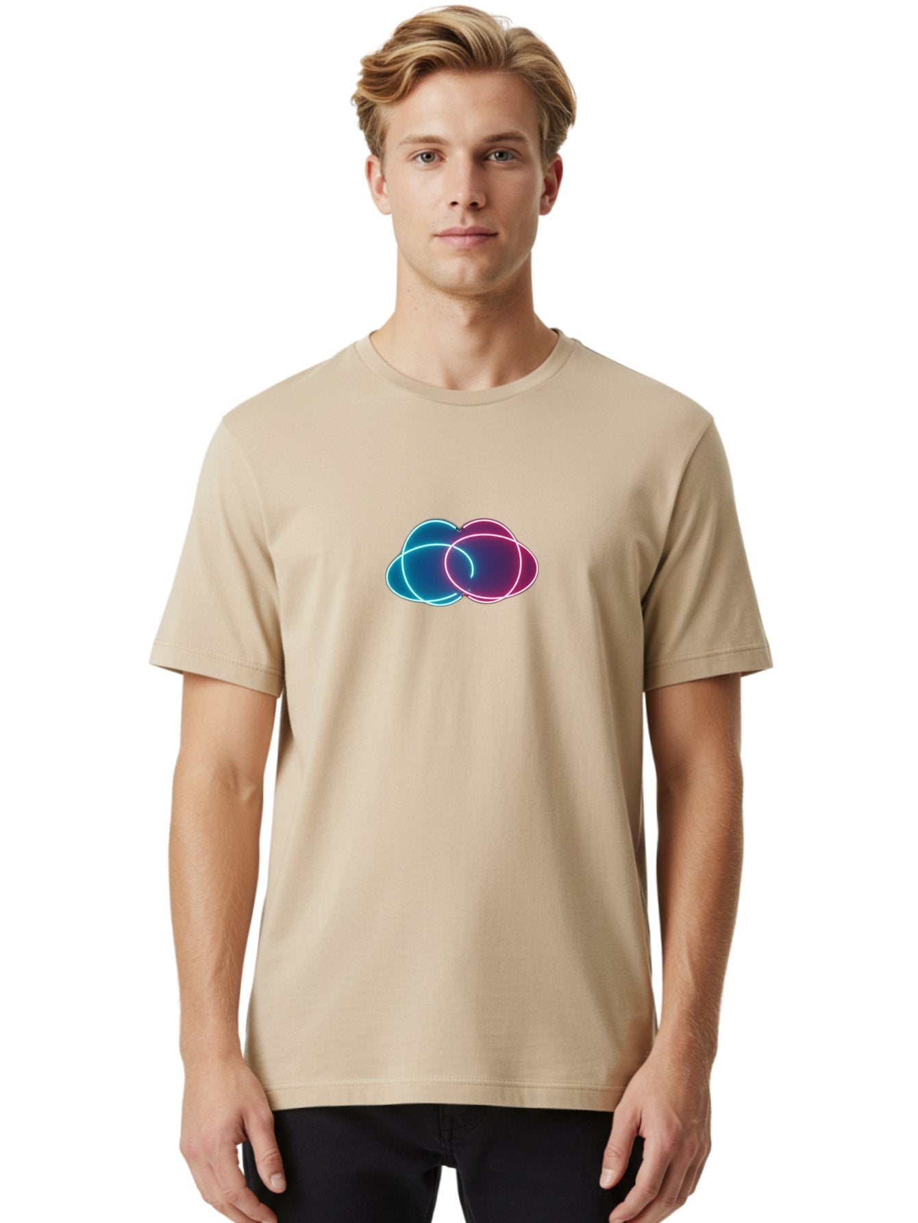 Overlapping-Neon-Circles Men'S Graphic Tee, 100% Cotton, Comfortable Casual Summer Wear, Machine Washable, Vintage Camera, Old Camera, Antique Camera, Black Camera, Classic Photography, Photography Equipment, Nostalgic Device, Film Camera, Bag917 25