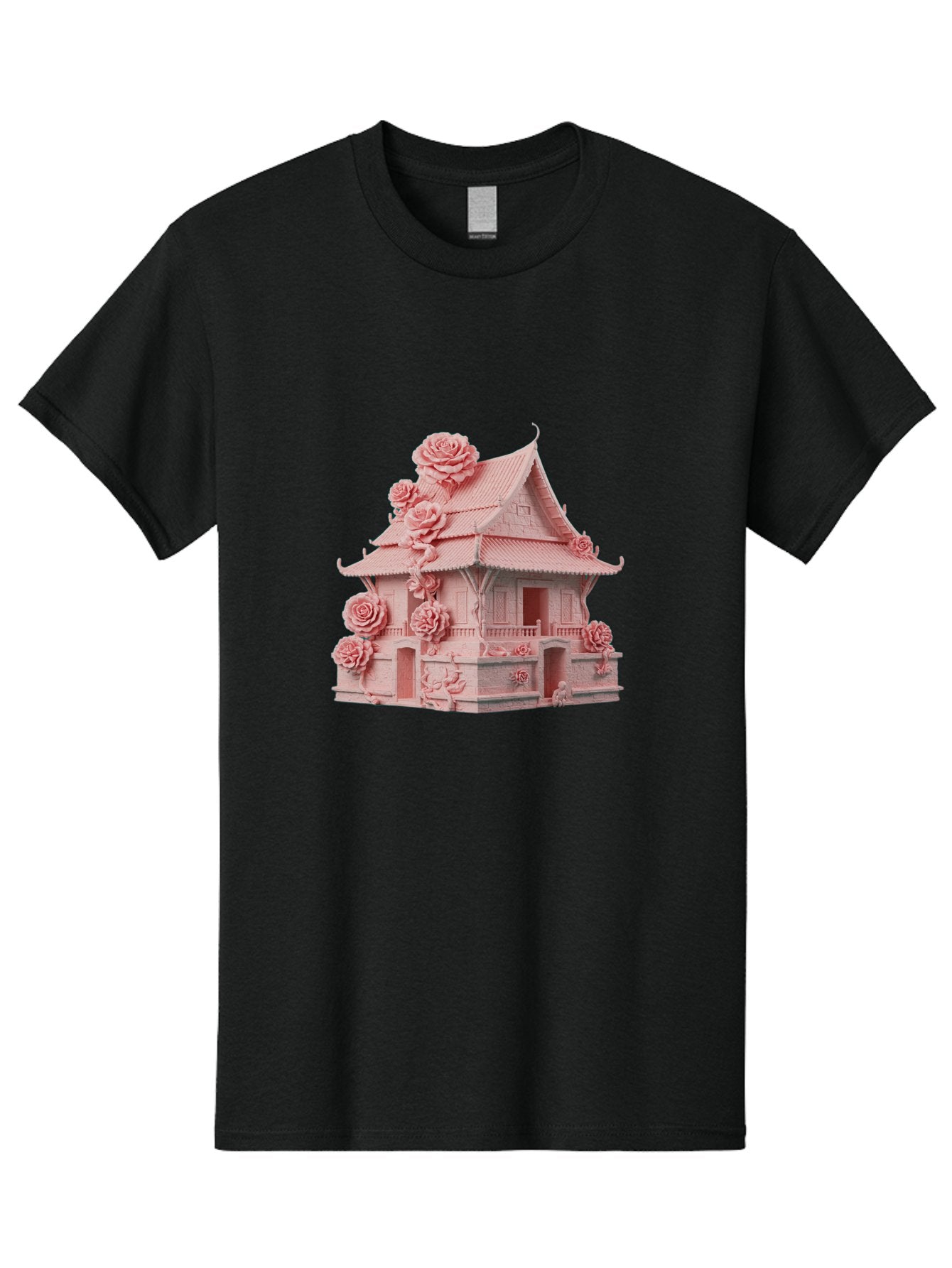 Pagoda-House-With-Roses Men'S Graphic Tee, 100% Cotton, Comfortable Casual Summer Wear, Machine Washable, Vintage Camera, Old Camera, Antique Camera, Black Camera, Classic Photography, Photography Equipment, Nostalgic Device, Film Camera, Bag921