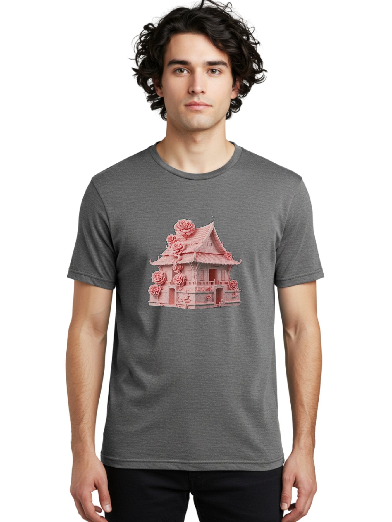 Pagoda-House-With-Roses Men'S Graphic Tee, 100% Cotton, Comfortable Casual Summer Wear, Machine Washable, Vintage Camera, Old Camera, Antique Camera, Black Camera, Classic Photography, Photography Equipment, Nostalgic Device, Film Camera, Bag921 24